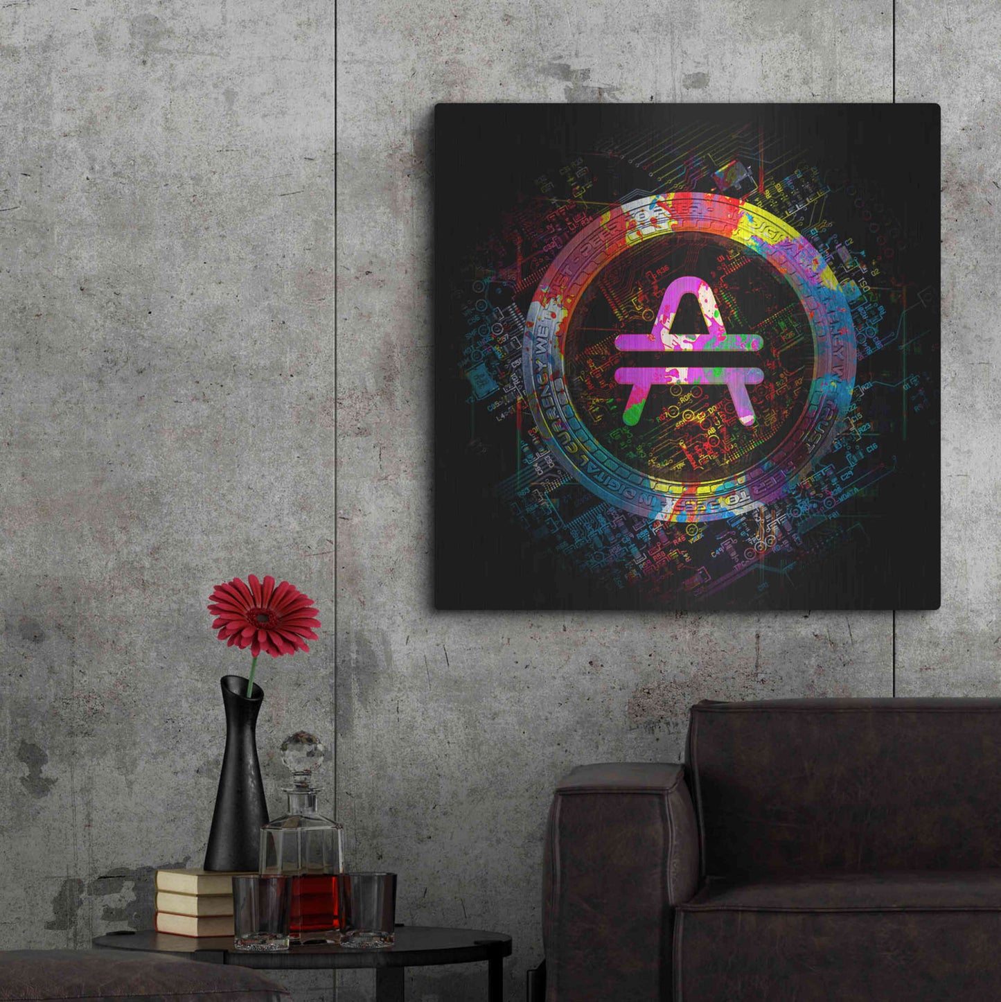 Luxe Metal Art 'Amp Crypto Power' by Epic Portfolio Metal Wall Art,36x36