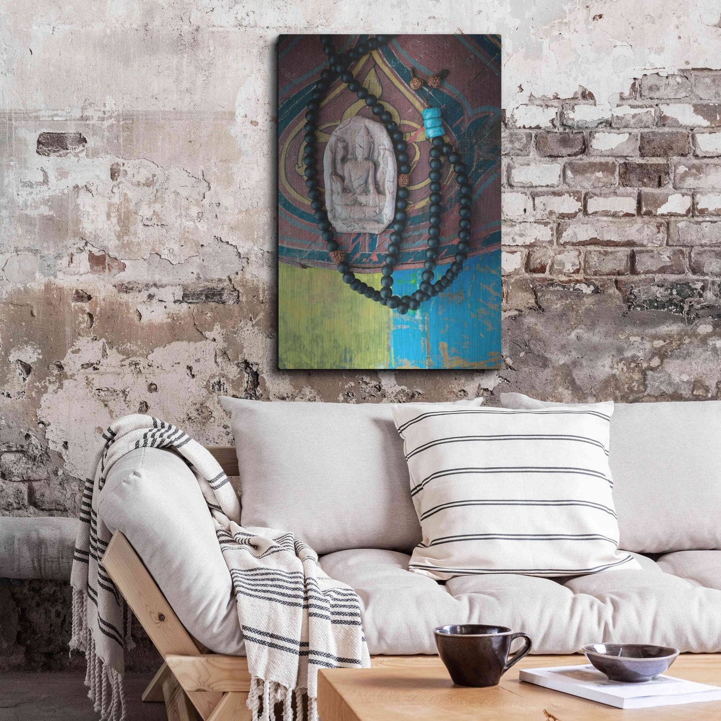 Luxe Metal Art 'Mala Beads Yogi' by Elena Ray, Metal Wall Art,24x36