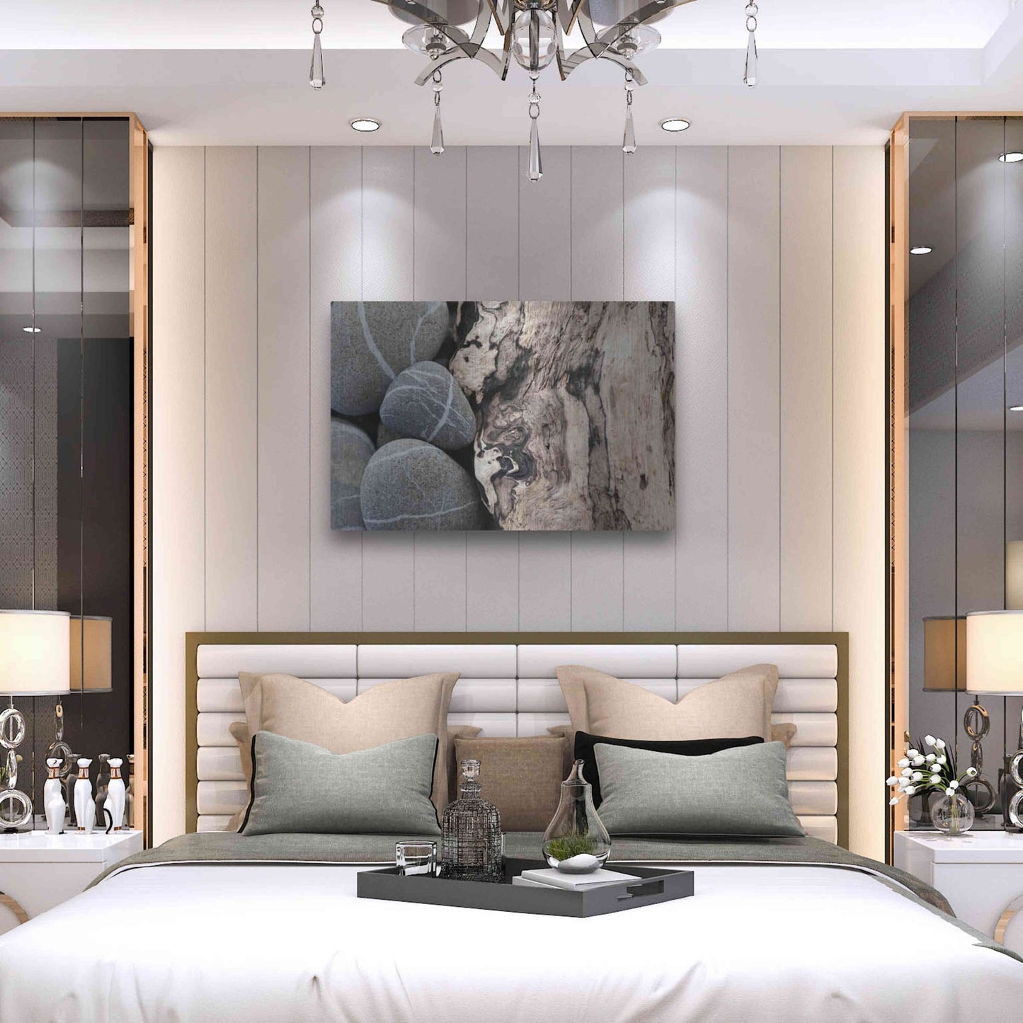 Luxe Metal Art 'Dirftwood and Beach Stones' by Elena Ray, Metal Wall Art,36x24