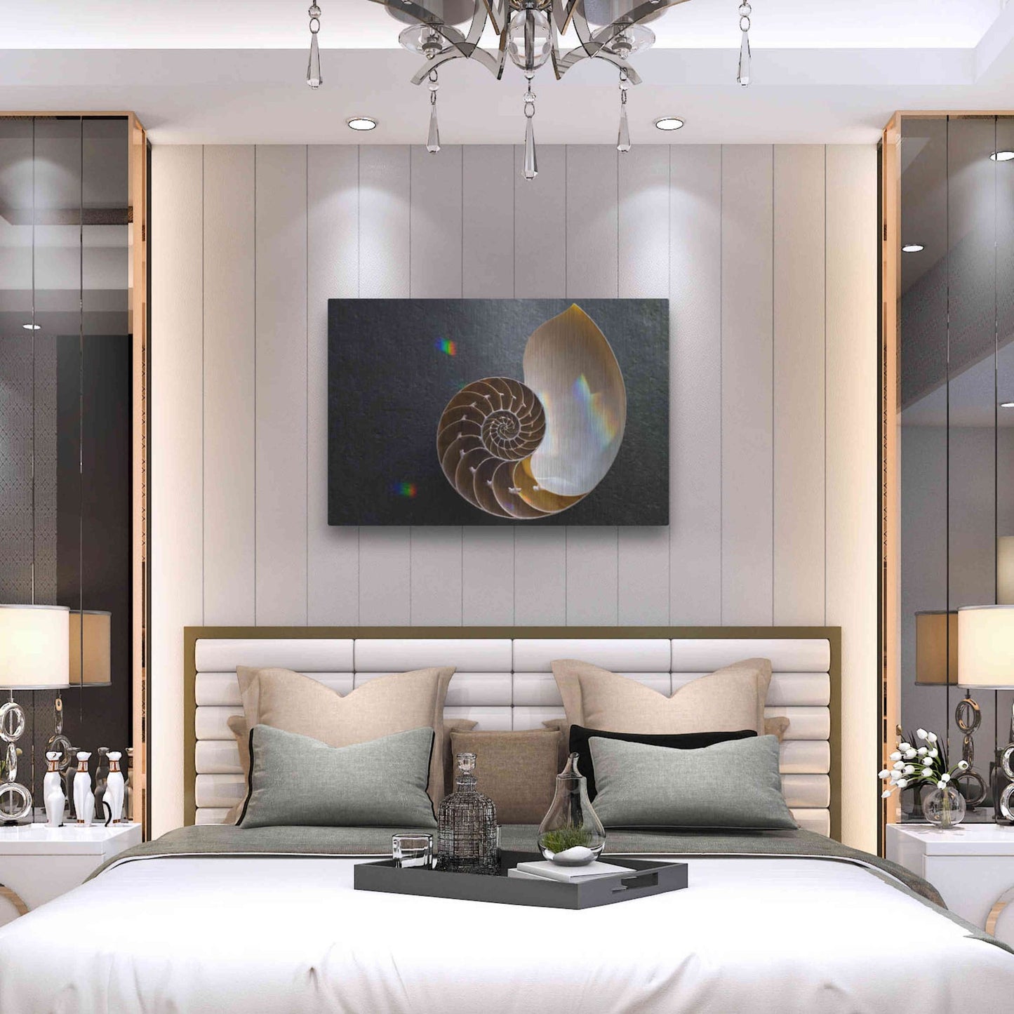 Luxe Metal Art 'Sacred Geometry Nautilus Shell' by Elena Ray, Metal Wall Art,36x24