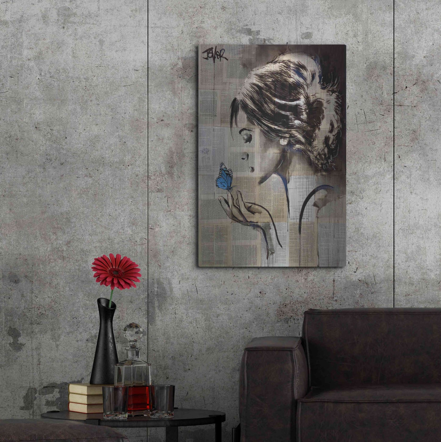 Luxe Metal Art 'A Little Blue Hope' by Loui Jover, Metal Wall Art,24x36