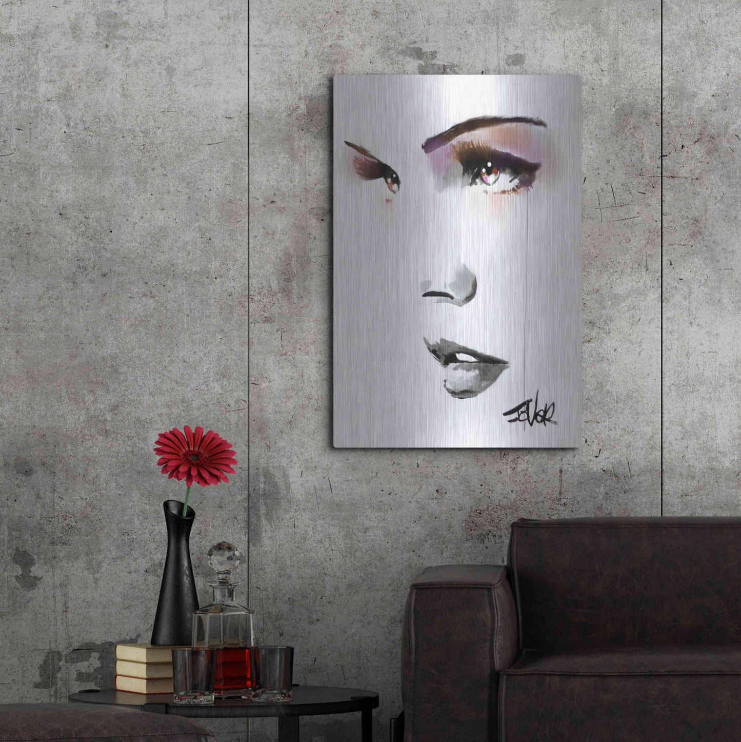 Luxe Metal Art 'Brown Energy' by Loui Jover, Metal Wall Art,24x36