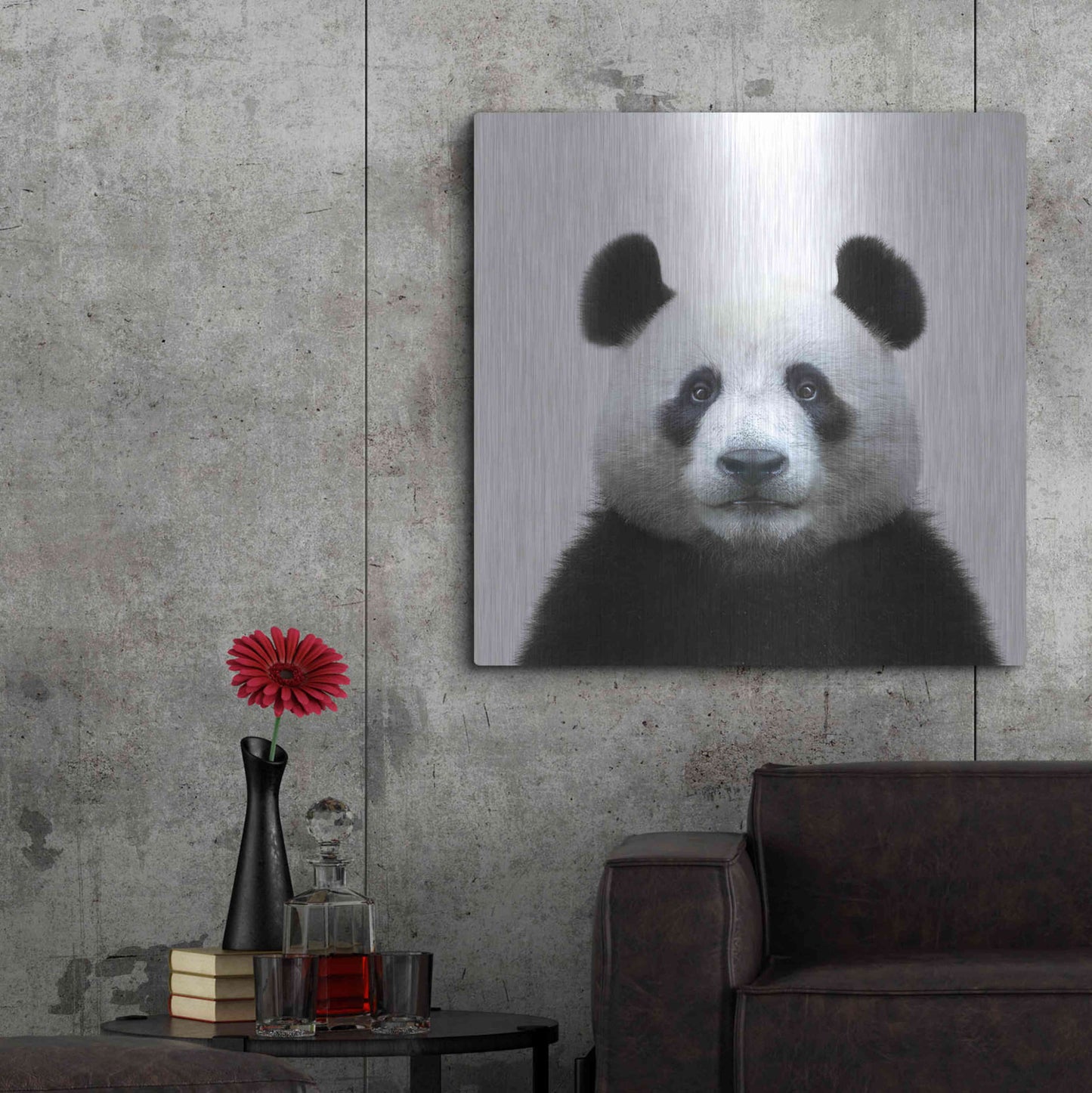 Luxe Metal Art 'Bamboo Bear' by Epic Portfolio Metal Wall Art,36x36