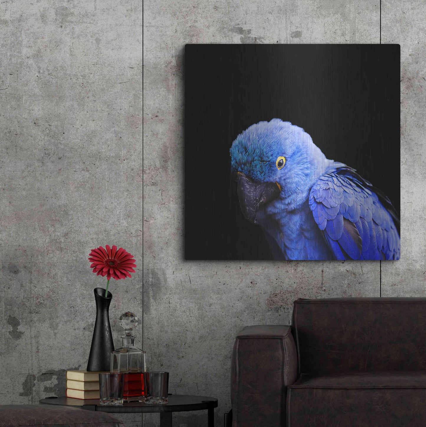 Luxe Metal Art 'Blue Quill' by Epic Portfolio Metal Wall Art,36x36