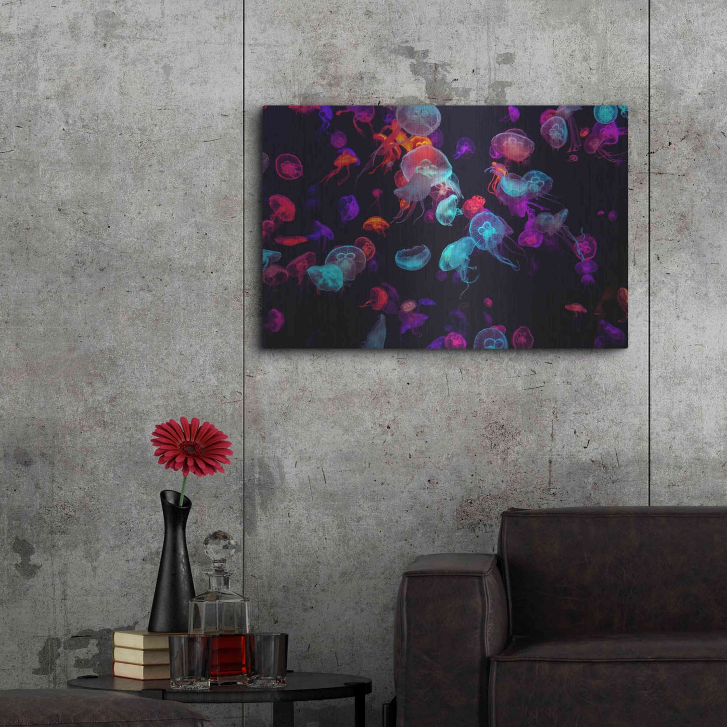 Luxe Metal Art 'Jelly Fish World' by Epic Portfolio Metal Wall Art,36x24