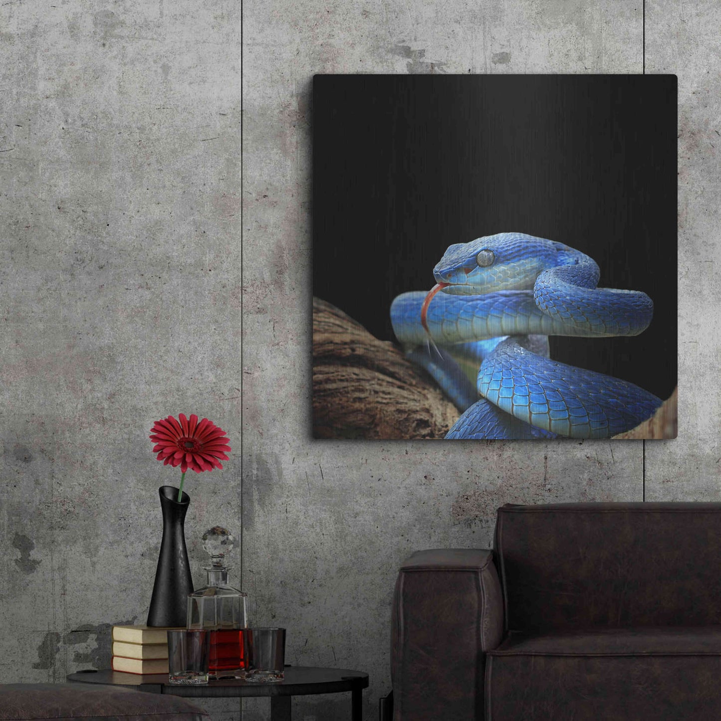 Luxe Metal Art 'Slithering Cobalt' by Epic Portfolio Metal Wall Art,36x36