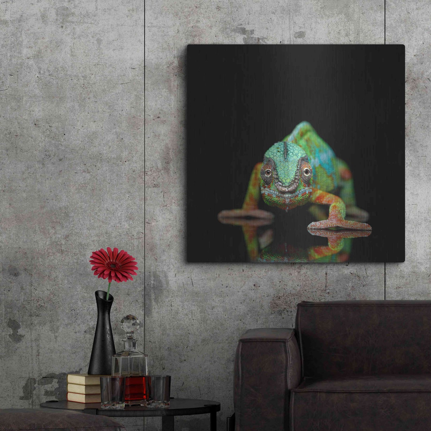 Luxe Metal Art 'Sneaky Cameleon' by Epic Portfolio Metal Wall Art,36x36