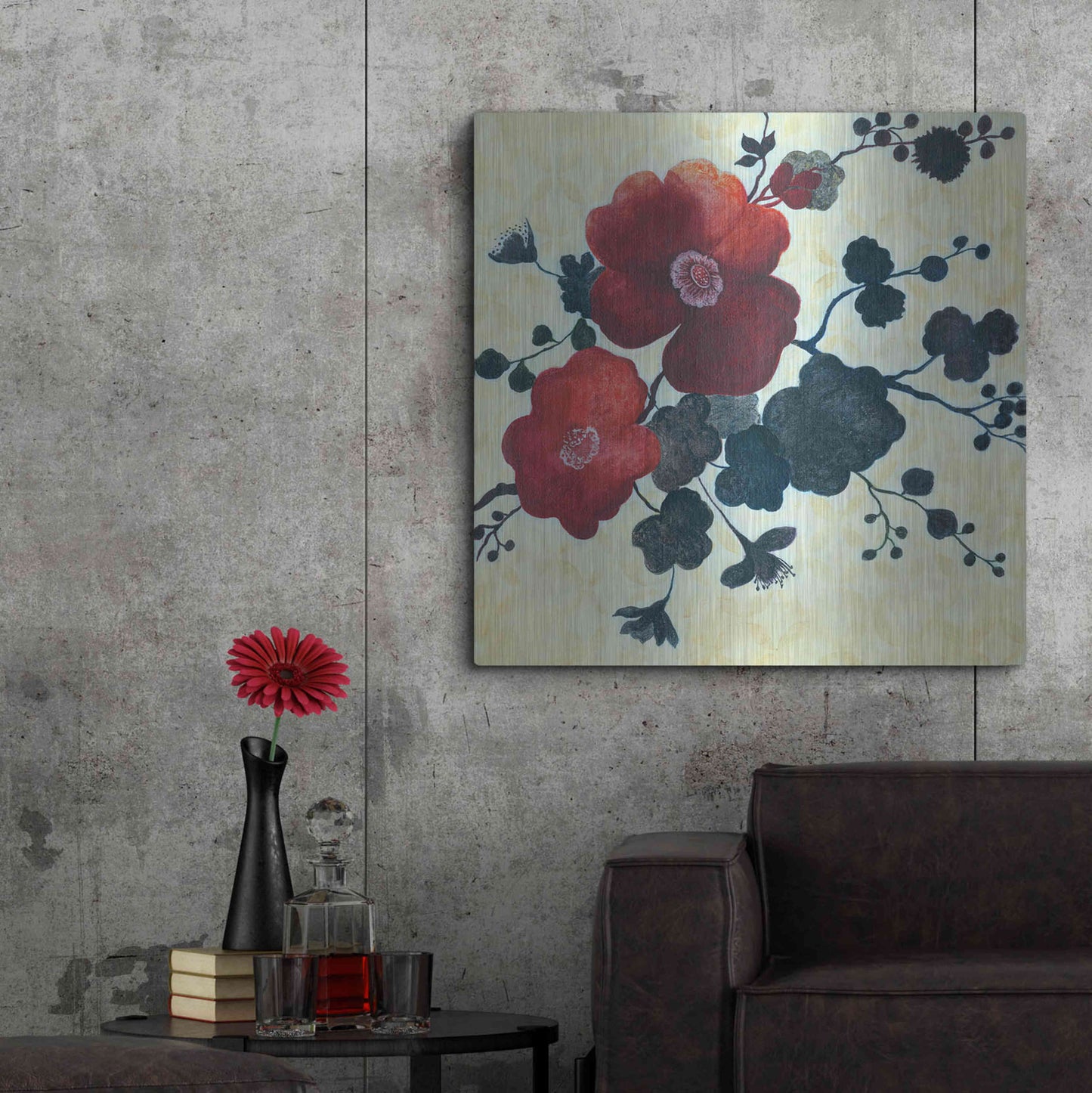 Luxe Metal Art 'Japanese Blossoms 2' by Jadei Graphics, Metal Wall Art,36x36