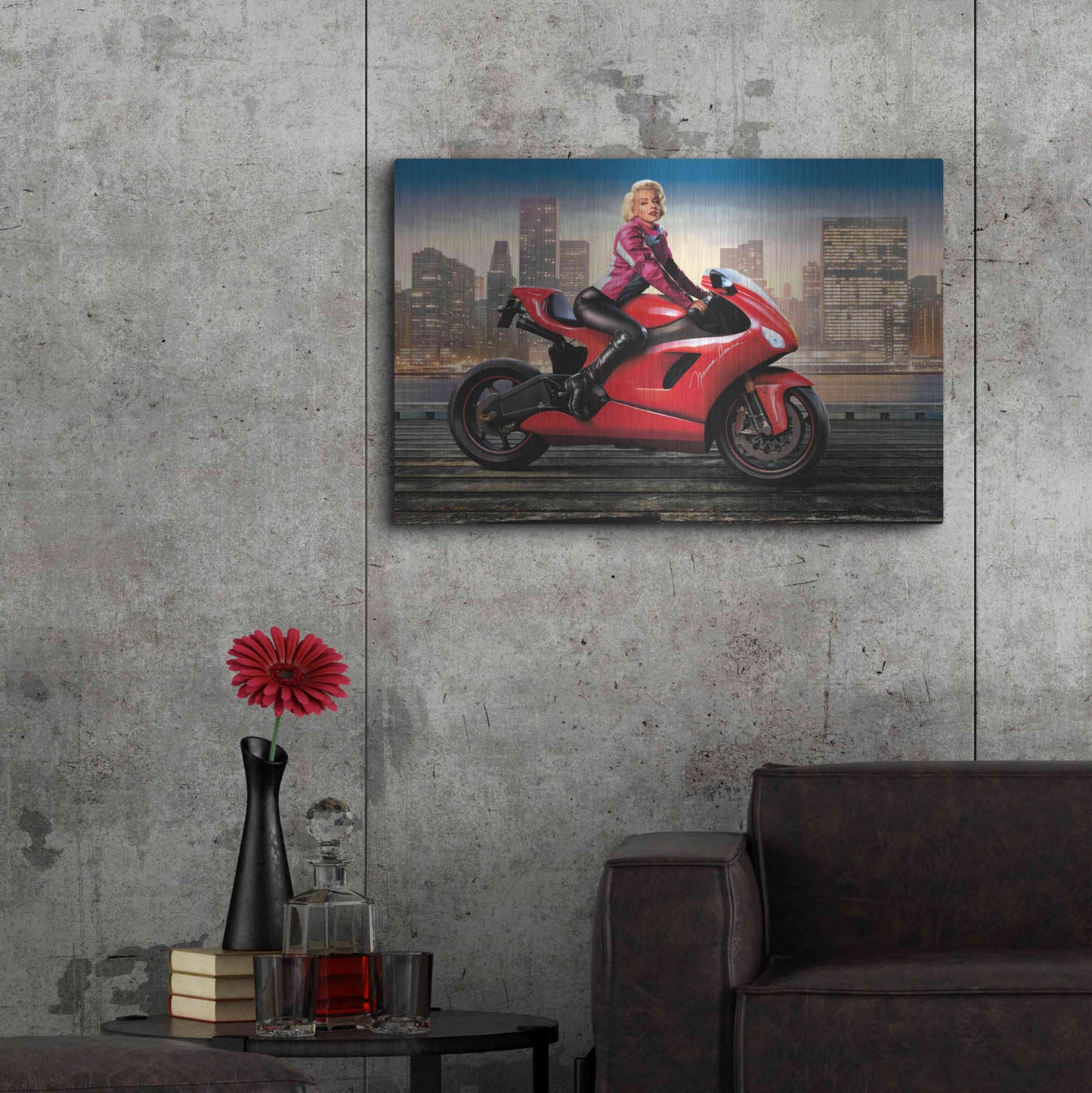 Luxe Metal Art 'Marilyn's Ride' by JJ Brando, Metal Wall Art,36x24