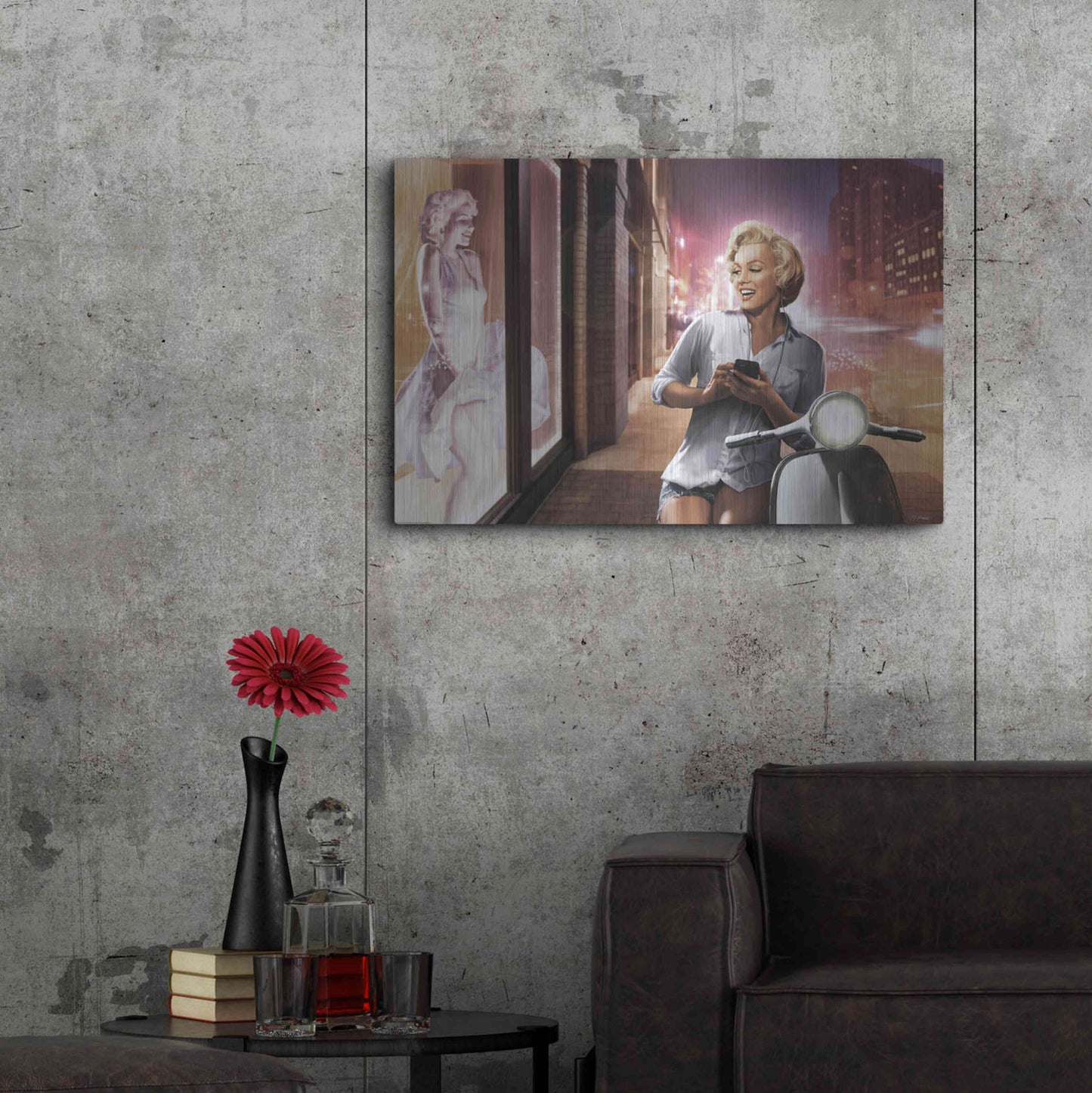 Luxe Metal Art 'Marilyn Shop Window' by JJ Brando, Metal Wall Art,36x24