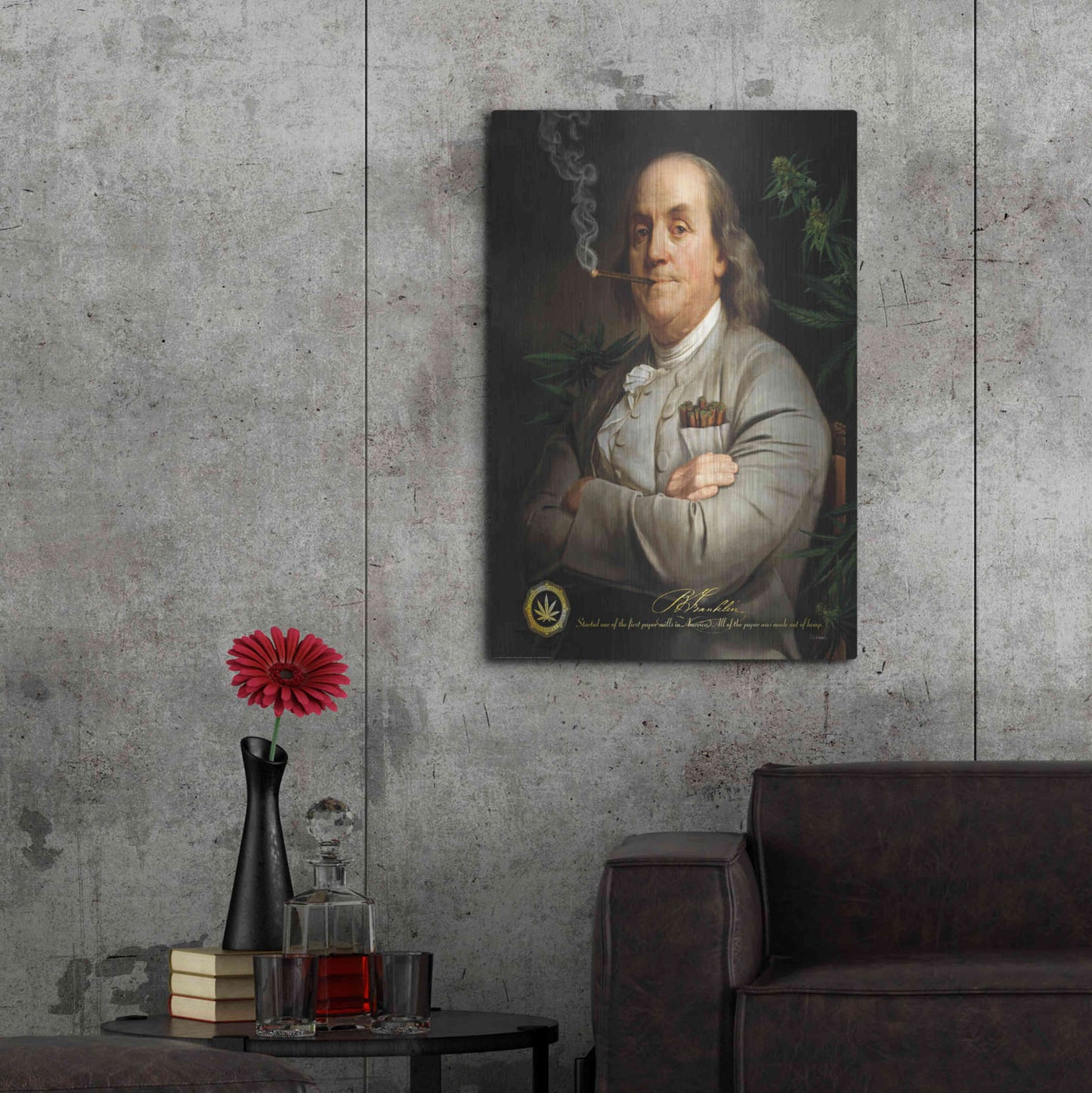 Luxe Metal Art 'Ben's Cigar' by JJ Brando, Metal Wall Art,24x36