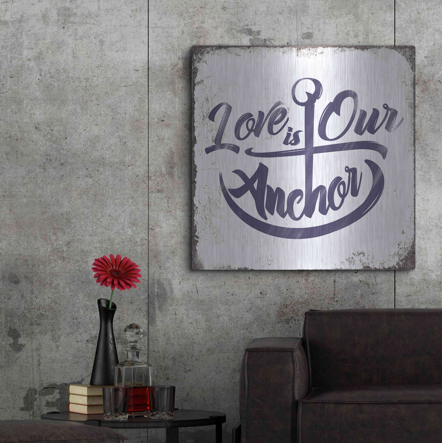 Luxe Metal Art 'Love Anchor' by JJ Brando, Metal Wall Art,36x36