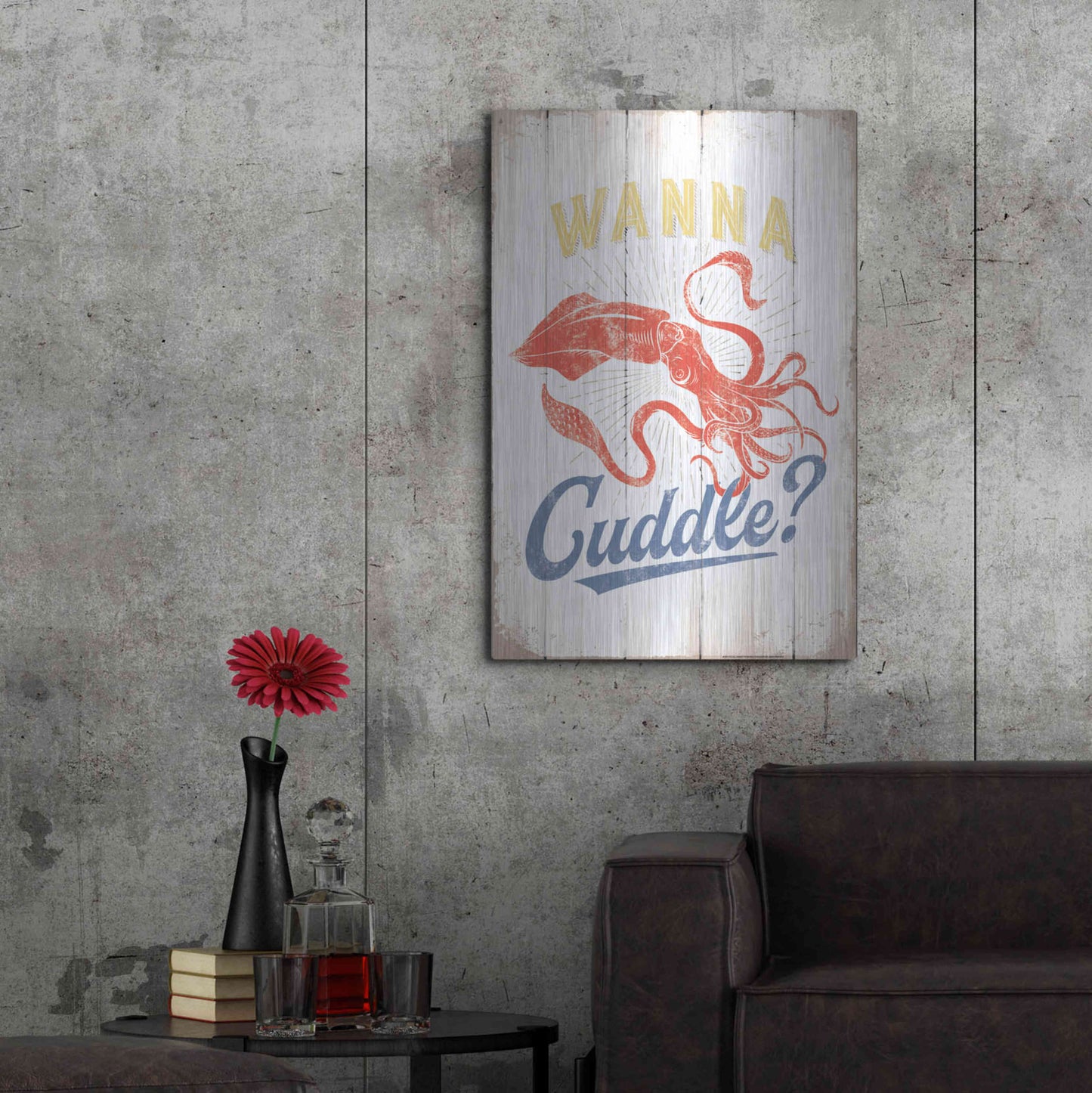 Luxe Metal Art 'Wanna Cuddle' by JJ Brando, Metal Wall Art,24x36