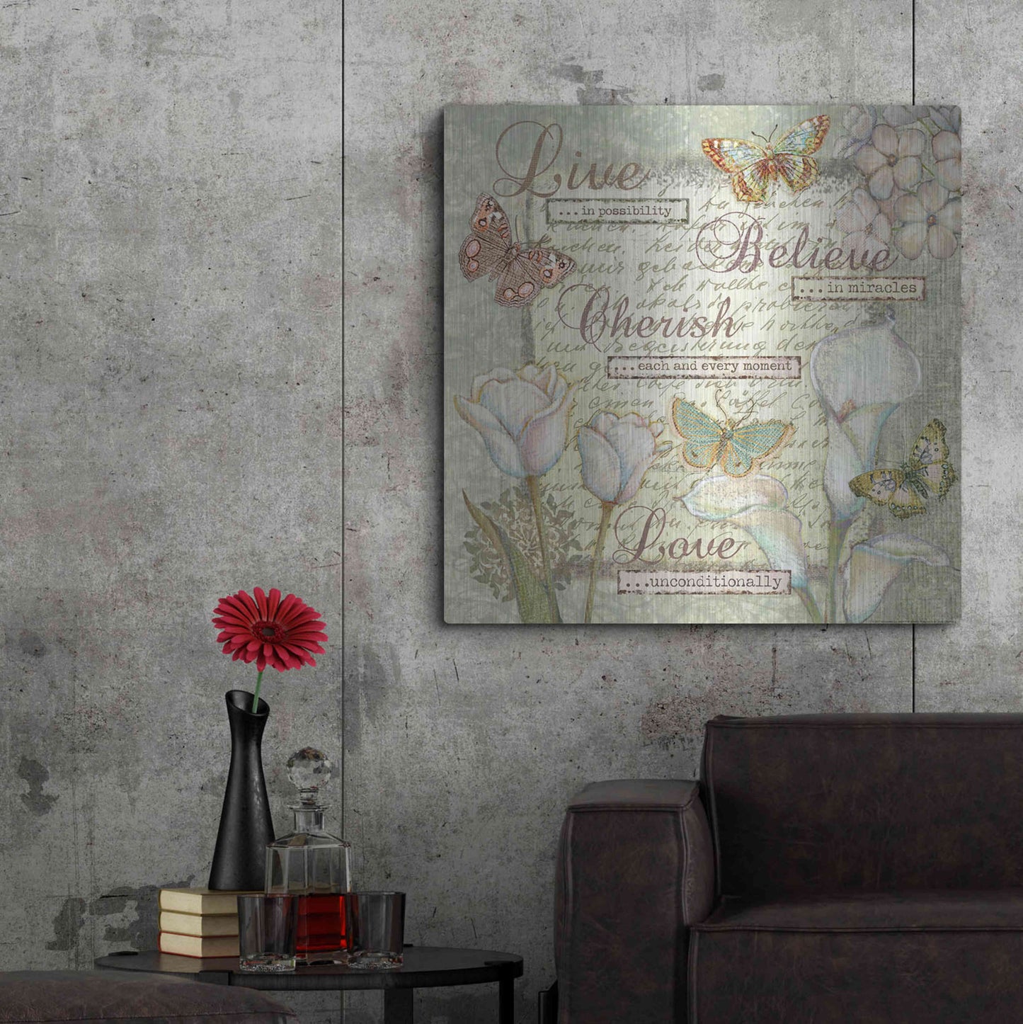 Luxe Metal Art 'Word 5 Sentiments' by Viv Eisner, Metal Wall Art,36x36