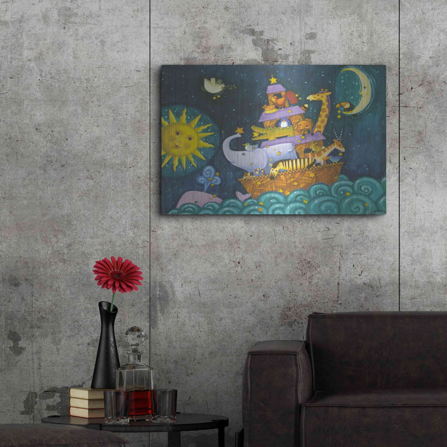 Luxe Metal Art 'Ark 3 Starry Ark' by Viv Eisner, Metal Wall Art,36x24