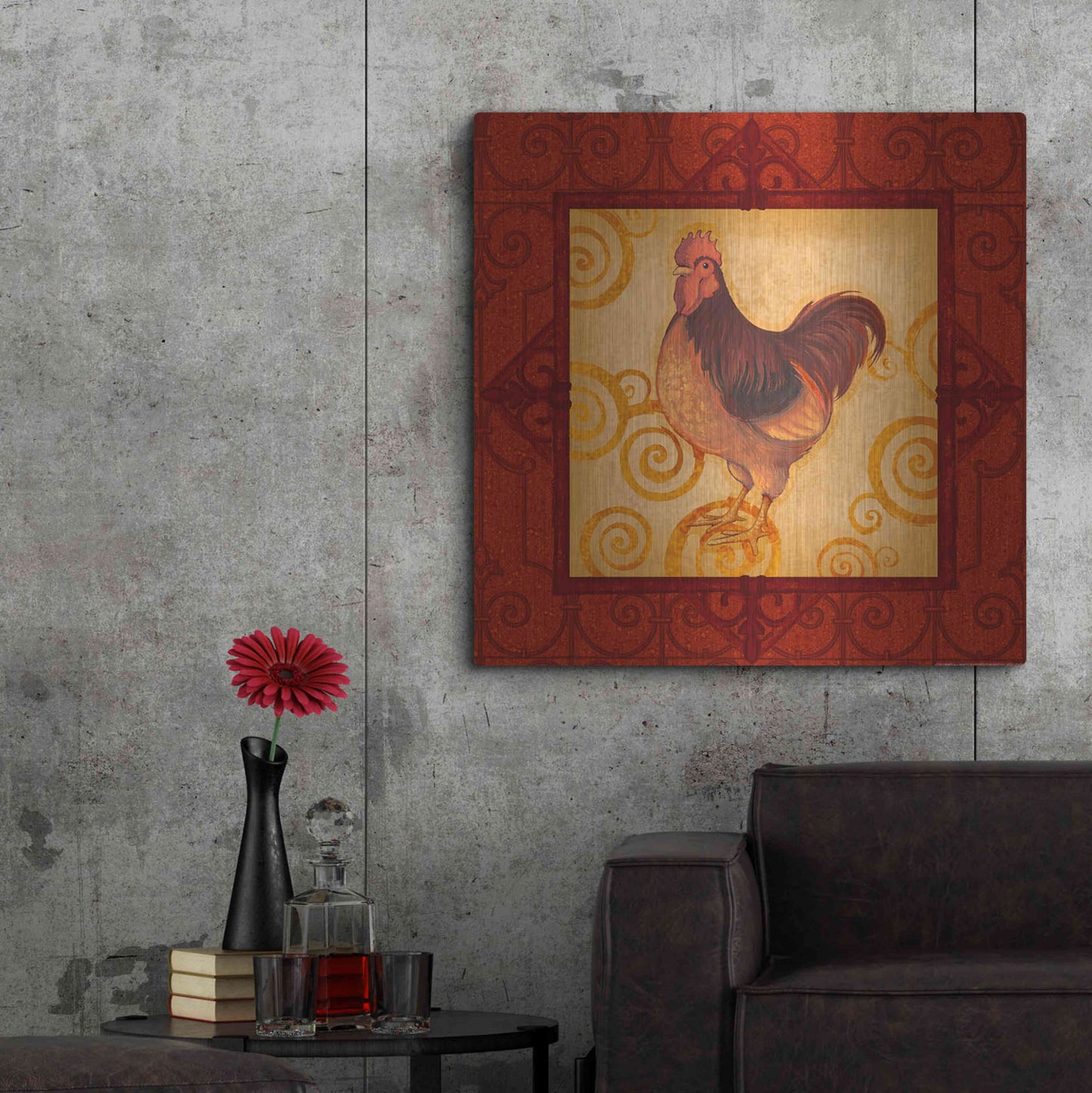 Luxe Metal Art 'Rooster 3' by Viv Eisner, Metal Wall Art,36x36