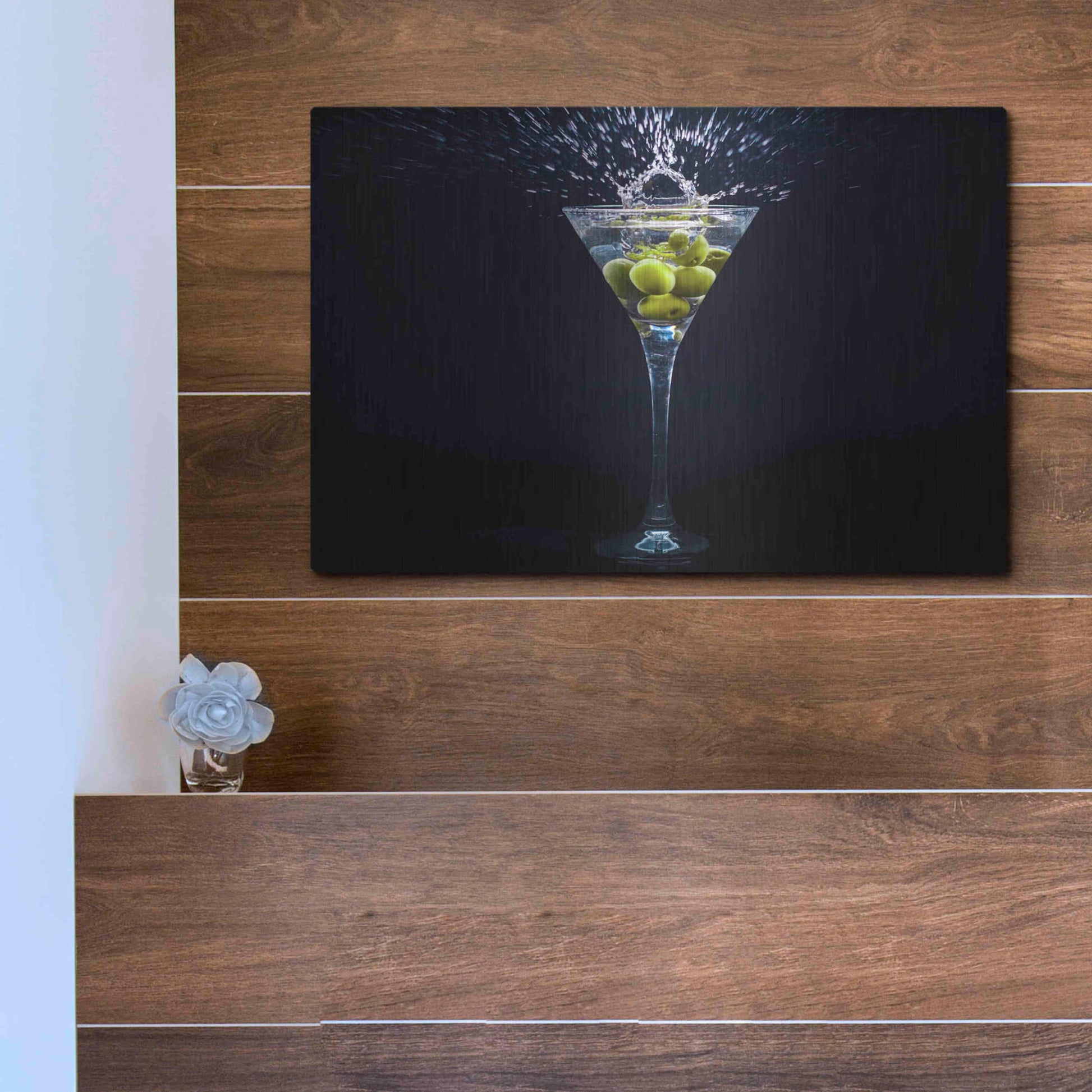 Luxe Metal Art 'Dirty Martini Splash' by Epic Portfolio, Metal Wall Art,16x12