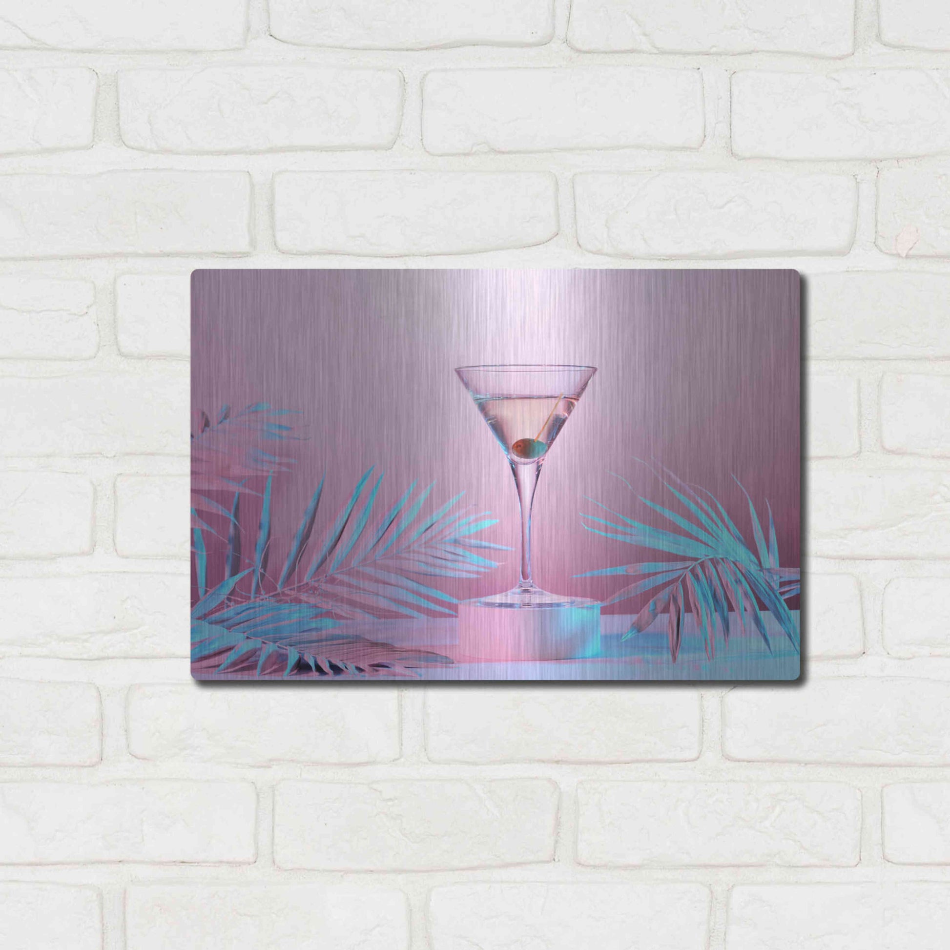 Luxe Metal Art 'Martini' by Epic Portfolio, Metal Wall Art,16x12