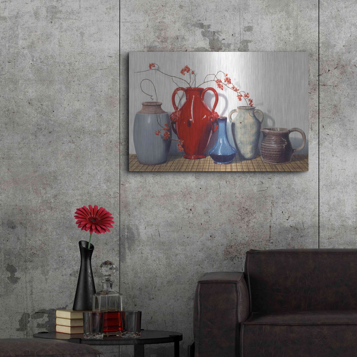 Luxe Metal Art 'Vases And Vines' by Cecile Baird, Metal Wall Art,36x24