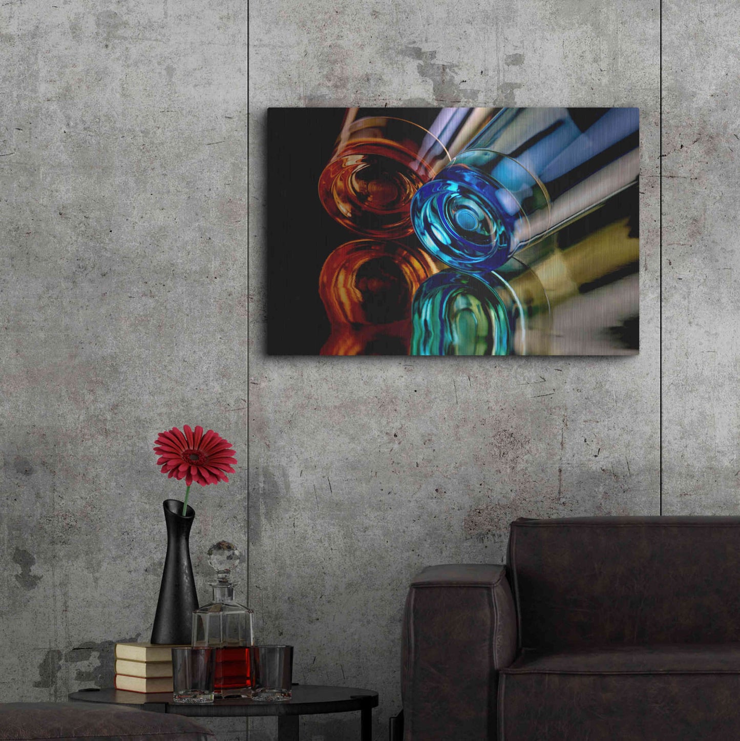 Luxe Metal Art 'Colourful Plastic Glasses 2' by Clive Branson, Metal Wall Art,36x24