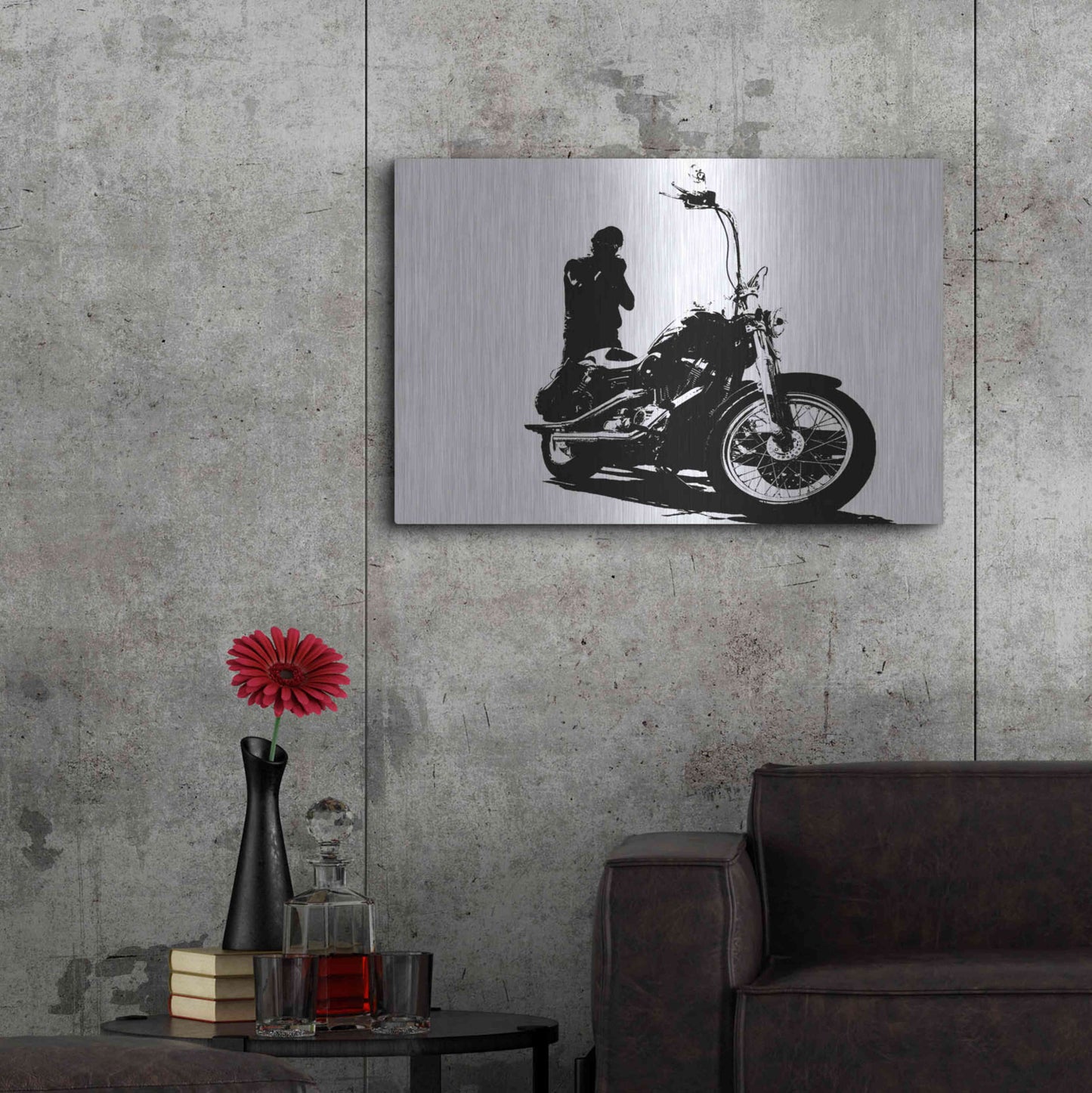 Luxe Metal Art 'Harley Davidson and Rider' by Clive Branson, Metal Wall Art,36x24