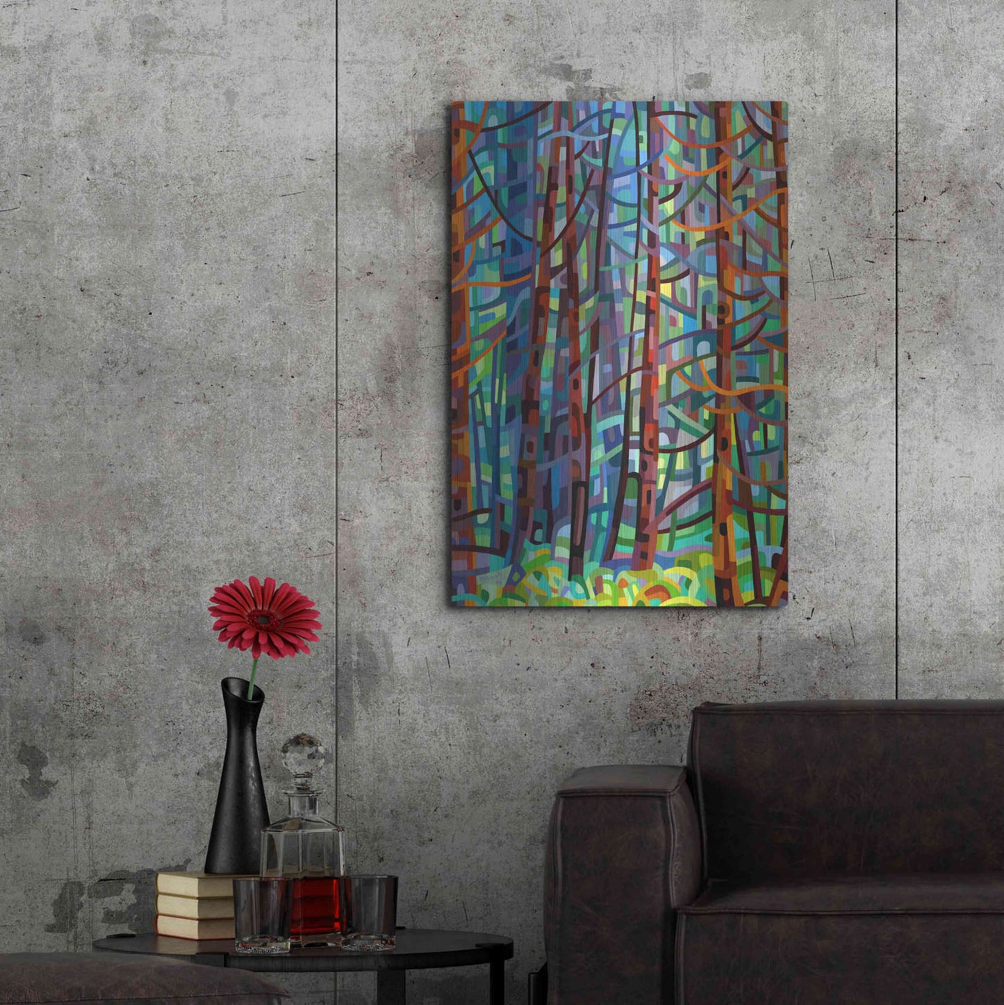 Luxe Metal Art 'In A Pine Forest' by Mandy Budan, Metal Wall Art,24x36