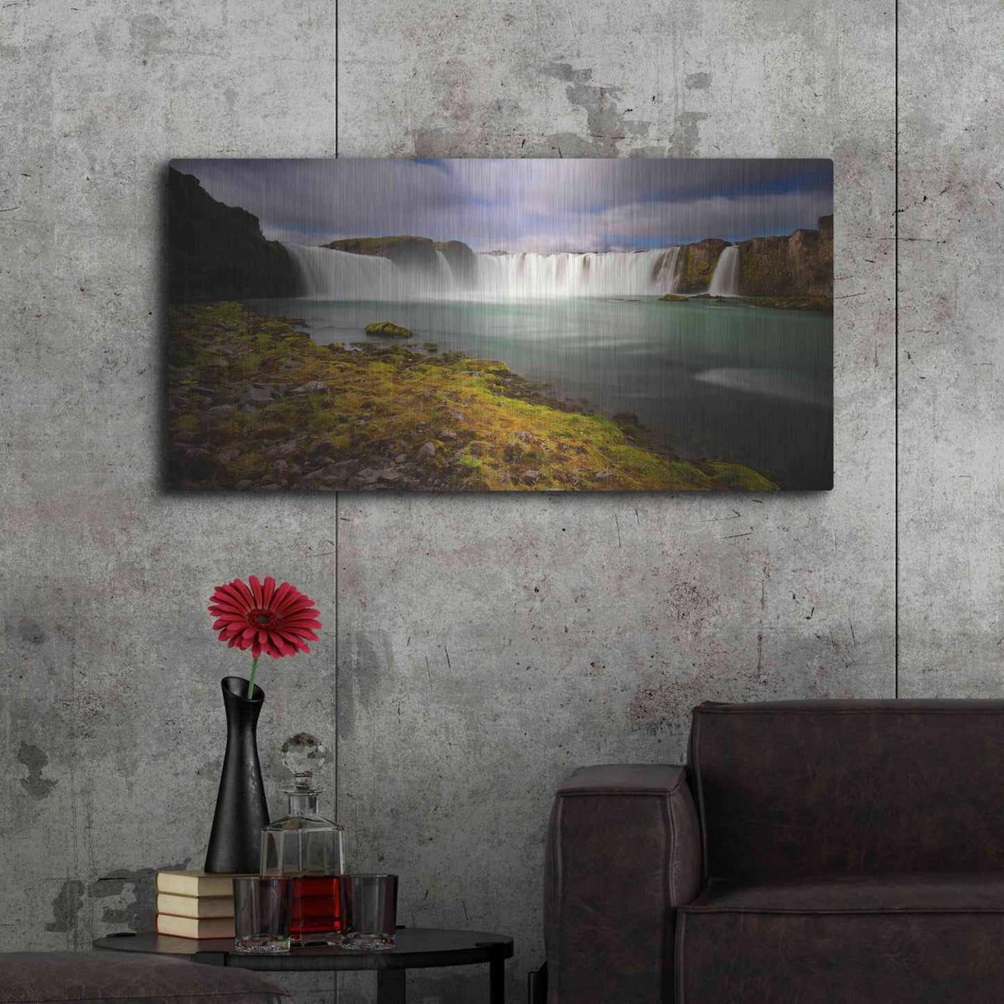 Luxe Metal Art 'Godafoss' by Everlook Photography, Metal Wall Art,48x24