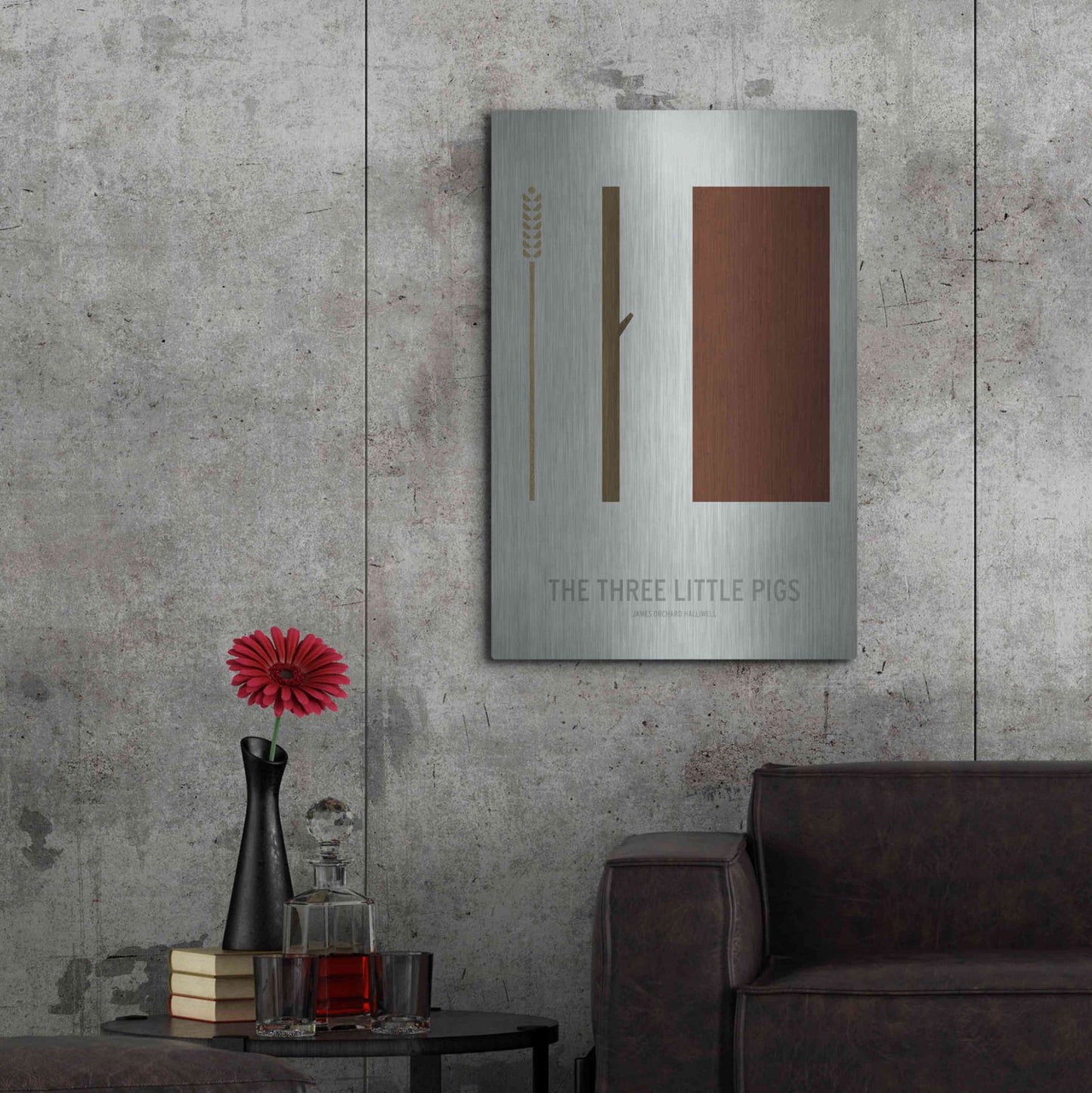 Luxe Metal Art 'Three Little Pigs' by Christian Jackson, Metal Wall Art,24x36
