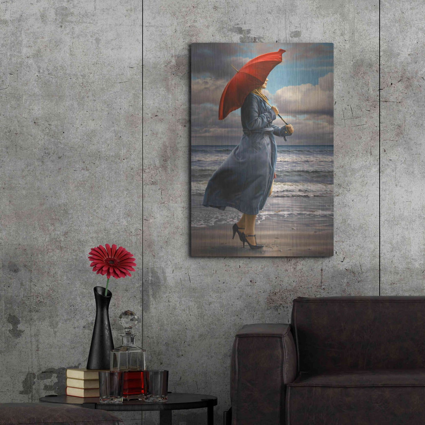 Luxe Metal Art 'Red Umbrella' by Paul Kelley, Metal Wall Art,24x36