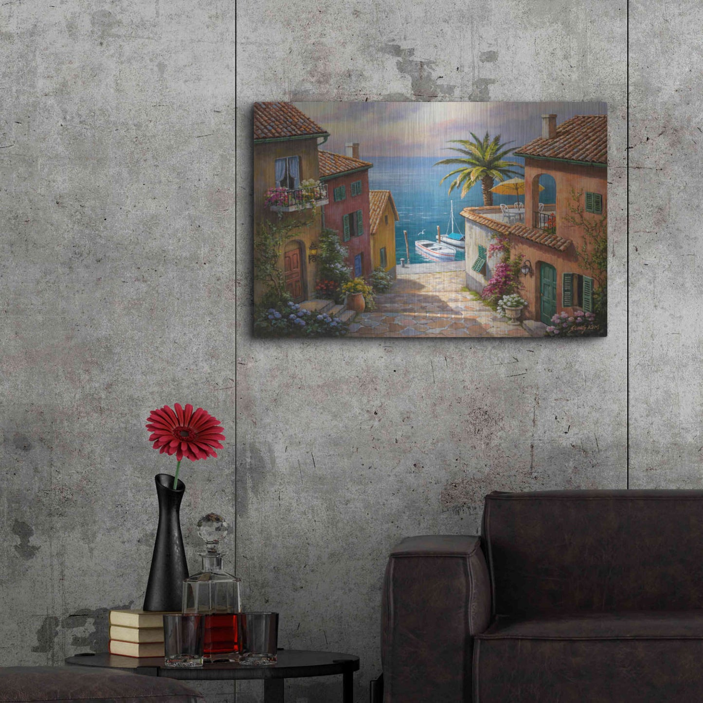 Luxe Metal Art 'The Villa’s Private Dock' by Sung Kim, Metal Wall Art,36x24