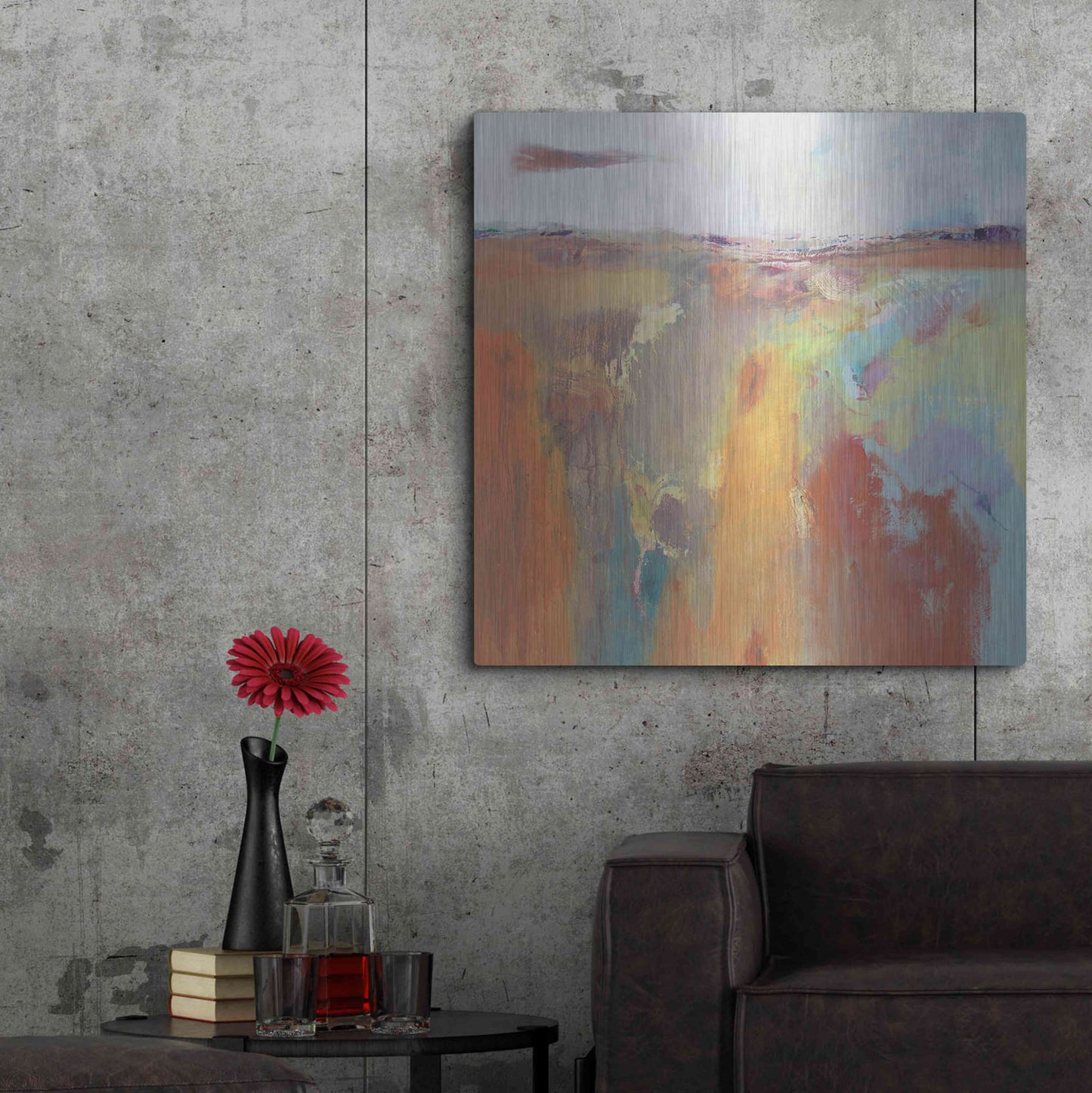 Luxe Metal Art 'Tangerine Summer' by Andrew Kinmont, Metal Wall Art,36x36