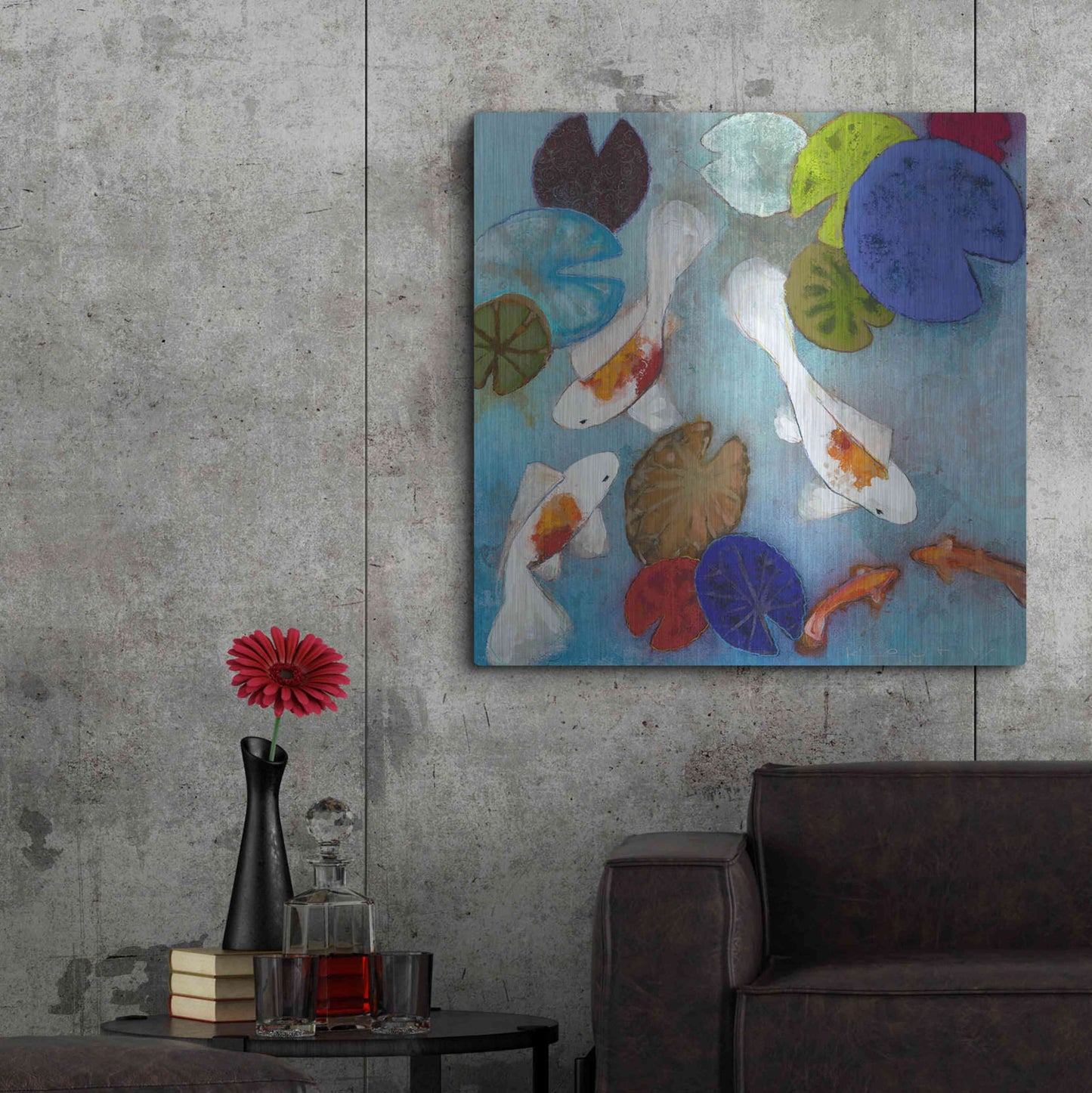 Luxe Metal Art 'Koi 1' by Aleah Koury, Metal Wall Art,36x36