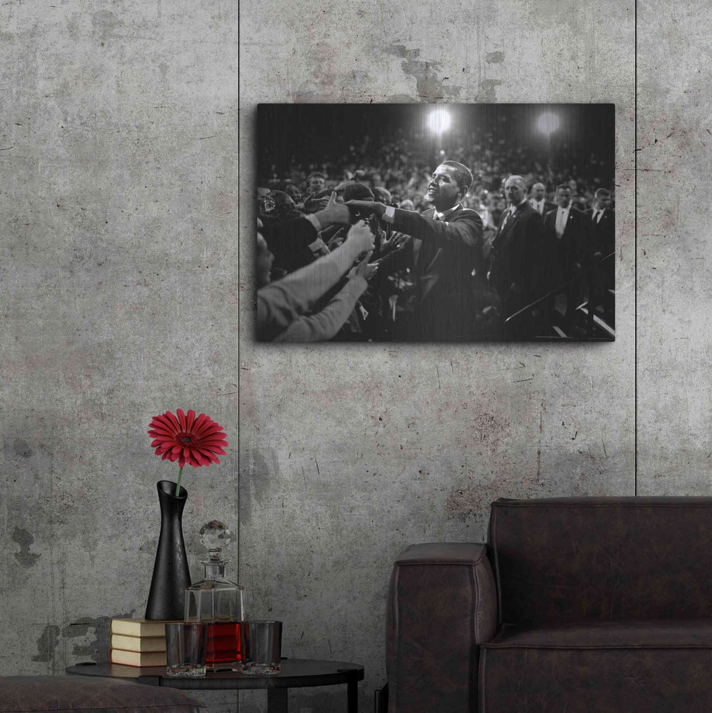 Luxe Metal Art 'Barack Obama at Campaign Rally' by Brooks Kraft, Metal Wall Art,36x24