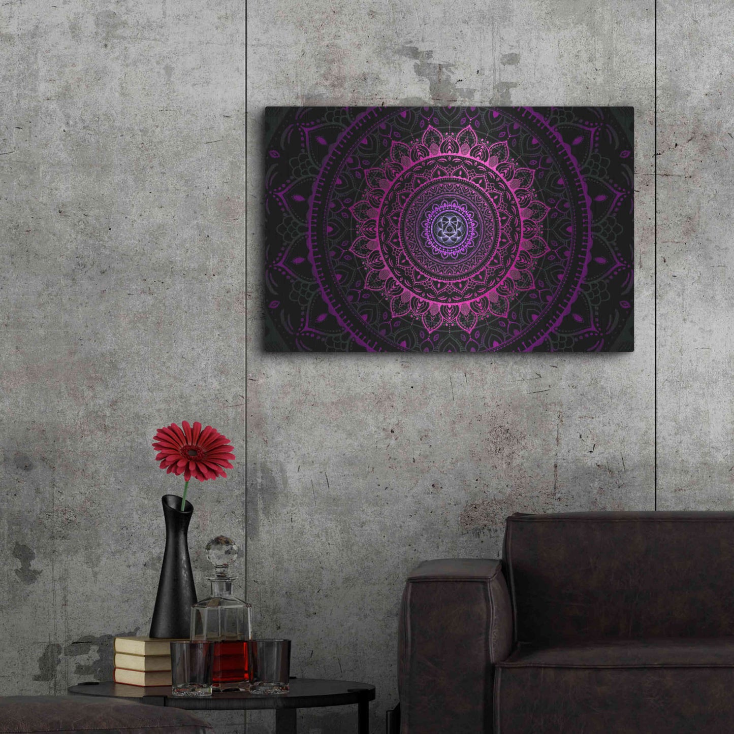 Luxe Metal Art 'Zen Mandala 3' by Cameron Gray, Metal Wall Art,36x24