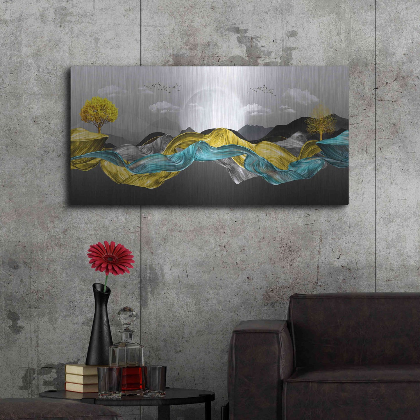 Luxe Metal Art 'The Silky Mountains' by Luxe Portfolio, Metal Wall Art,48x24