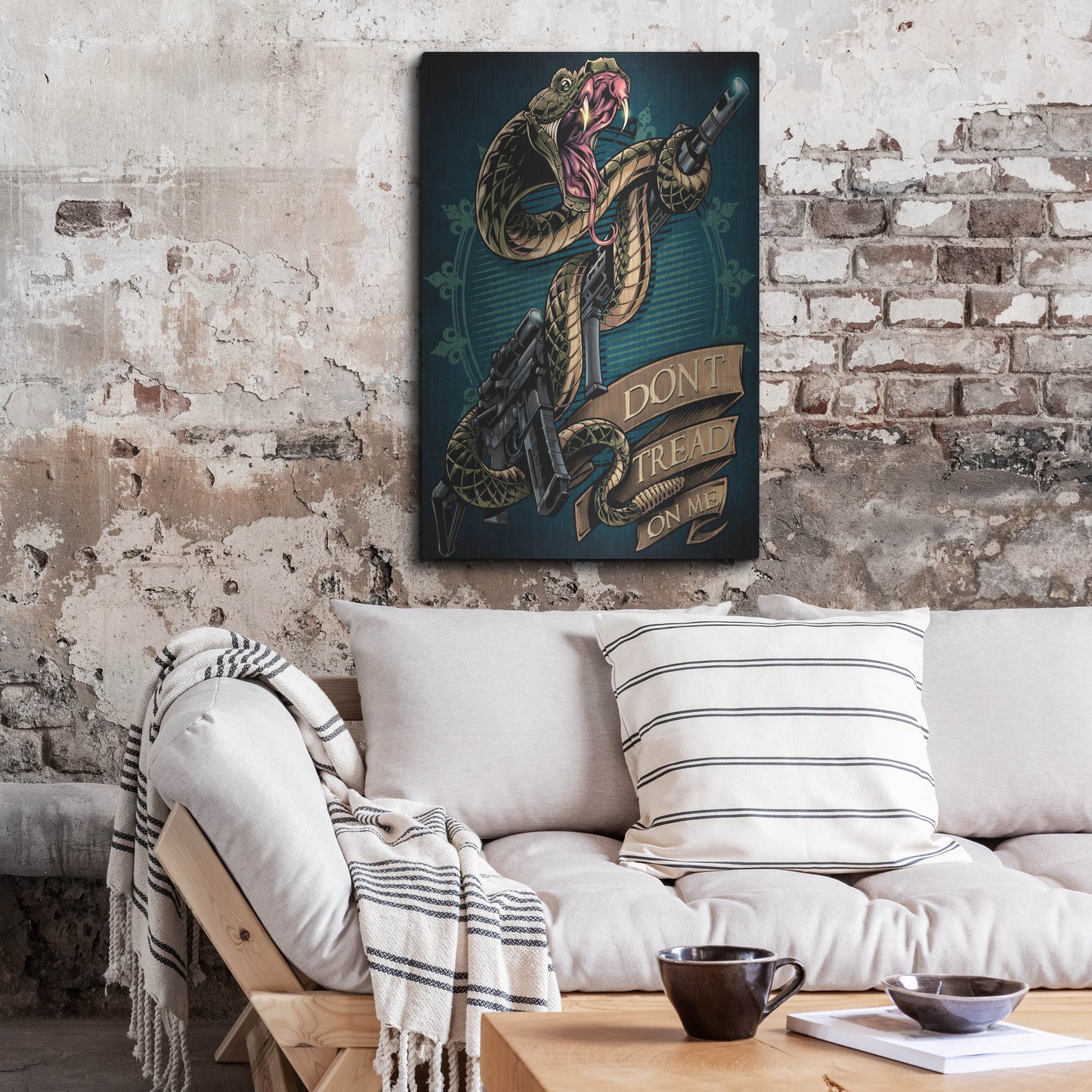 Luxe Metal Art 'Snake and Rifle T-Shirt Template' by Flyland Designs, Metal Wall Art,24x36