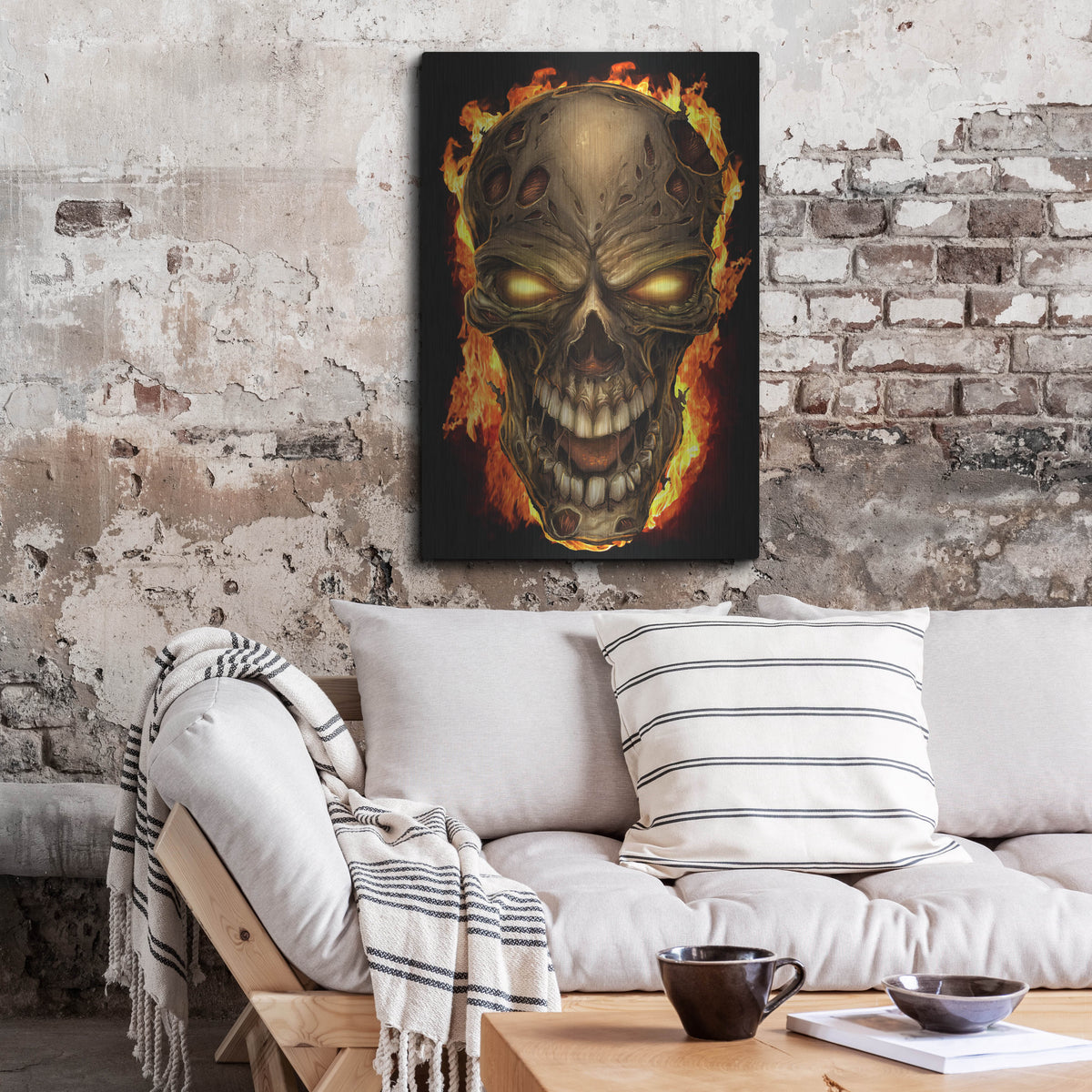 Luxe Metal Art 'Zombie Fire Skull' by Flyland Designs, Metal Wall Art,24x36