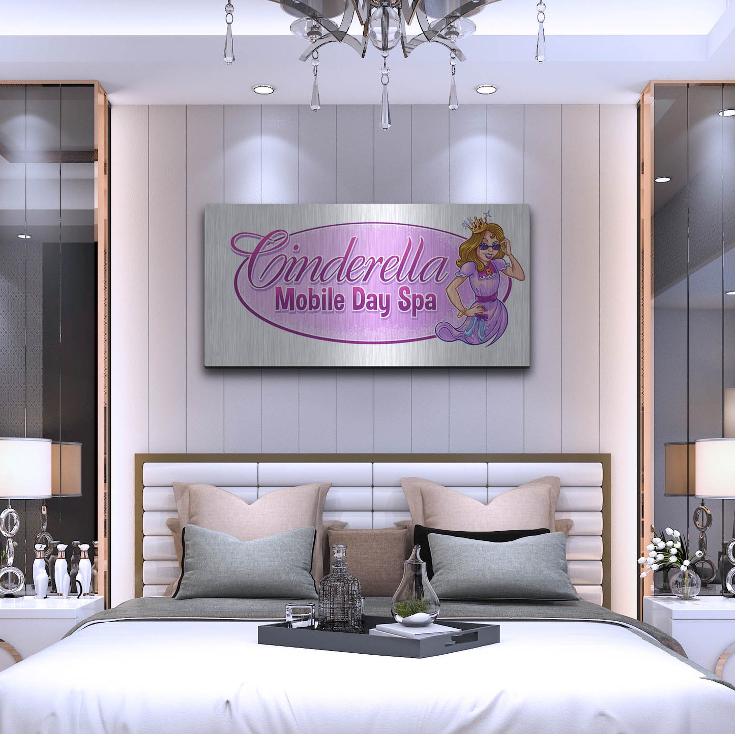 Luxe Metal Art 'Cinderella Character Sketch Character Template' by Flyland Designs, Metal Wall Art,48x24