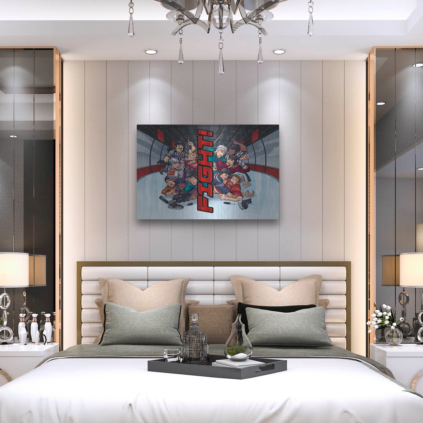 Luxe Metal Art 'Hockey Fight Background' by Flyland Designs, Metal Wall Art,36x24