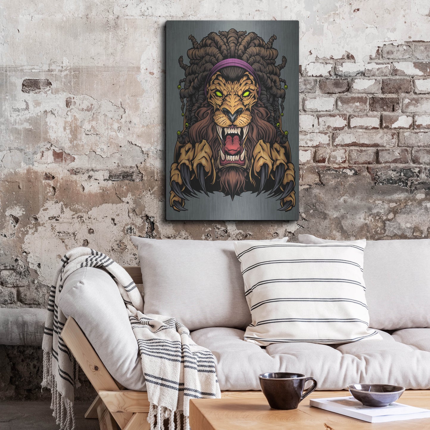 Luxe Metal Art 'Lion With Dreadlocks' by Flyland Designs, Metal Wall Art,24x36