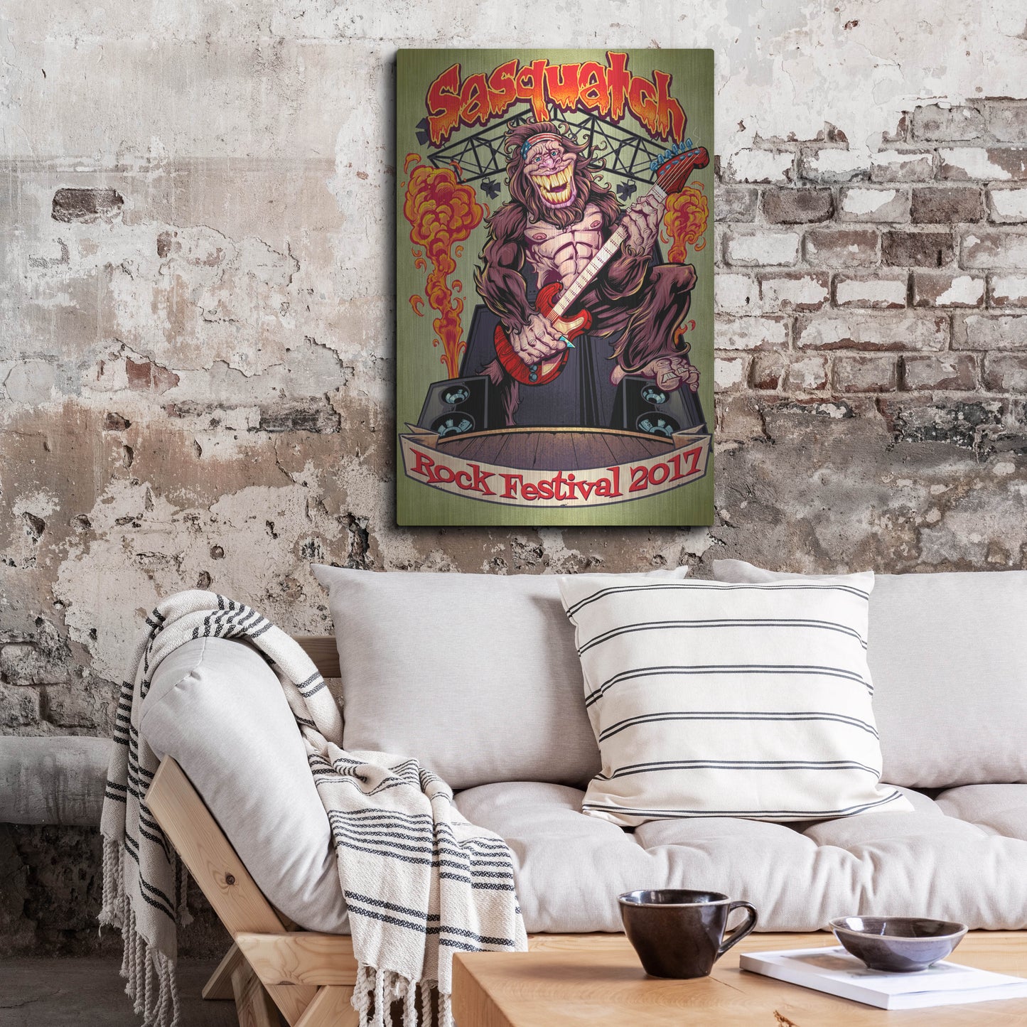 Luxe Metal Art 'Sasquatch Guitar Player' by Flyland Designs, Metal Wall Art,24x36