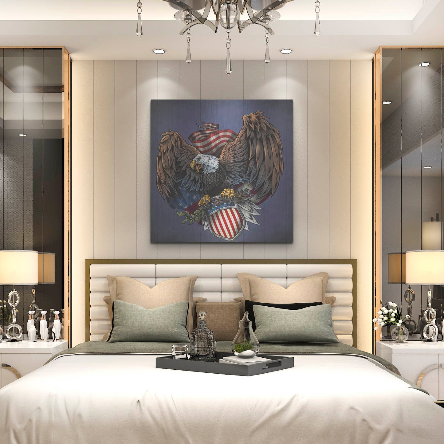Luxe Metal Art 'Army Eagle Decal' by Flyland Designs, Metal Wall Art,36x36