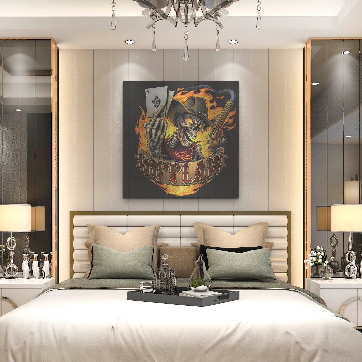 Luxe Metal Art 'Outlaw Skeleton' by Flyland Designs, Metal Wall Art,36x36