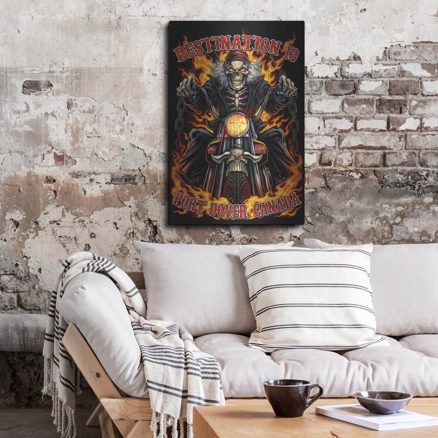 Luxe Metal Art 'Skeleton Rider With Text' by Flyland Designs, Metal Wall Art,24x36