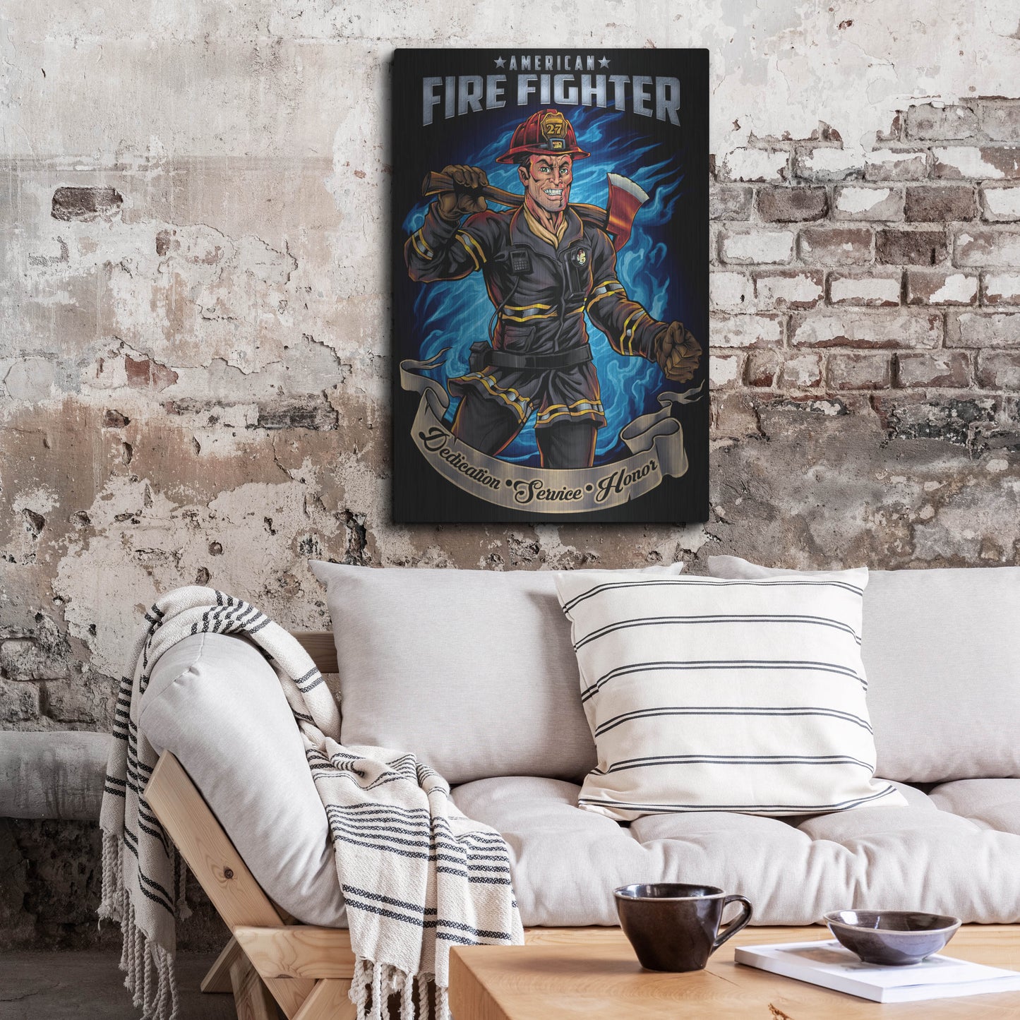 Luxe Metal Art 'Firefighter Human Template' by Flyland Designs, Metal Wall Art,24x36