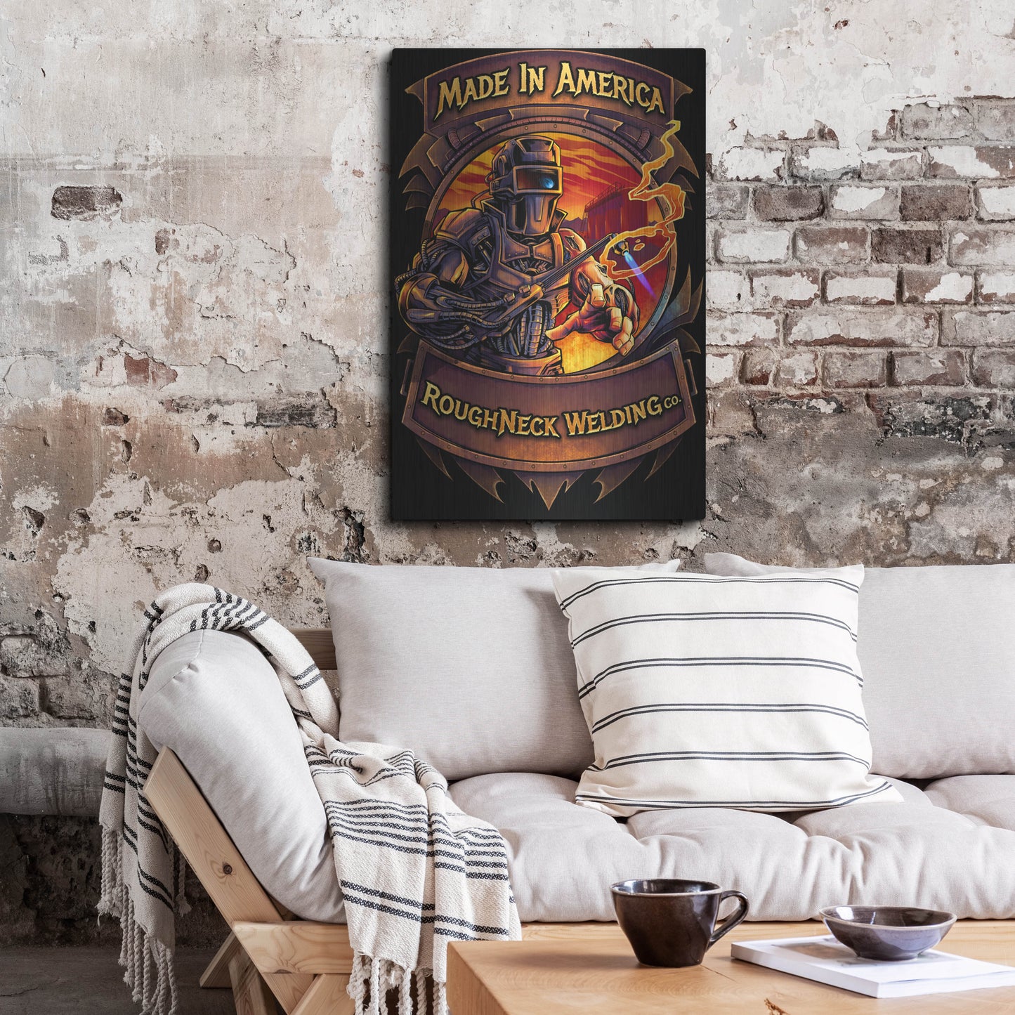 Luxe Metal Art 'Welding Cyborg' by Flyland Designs, Metal Wall Art,24x36