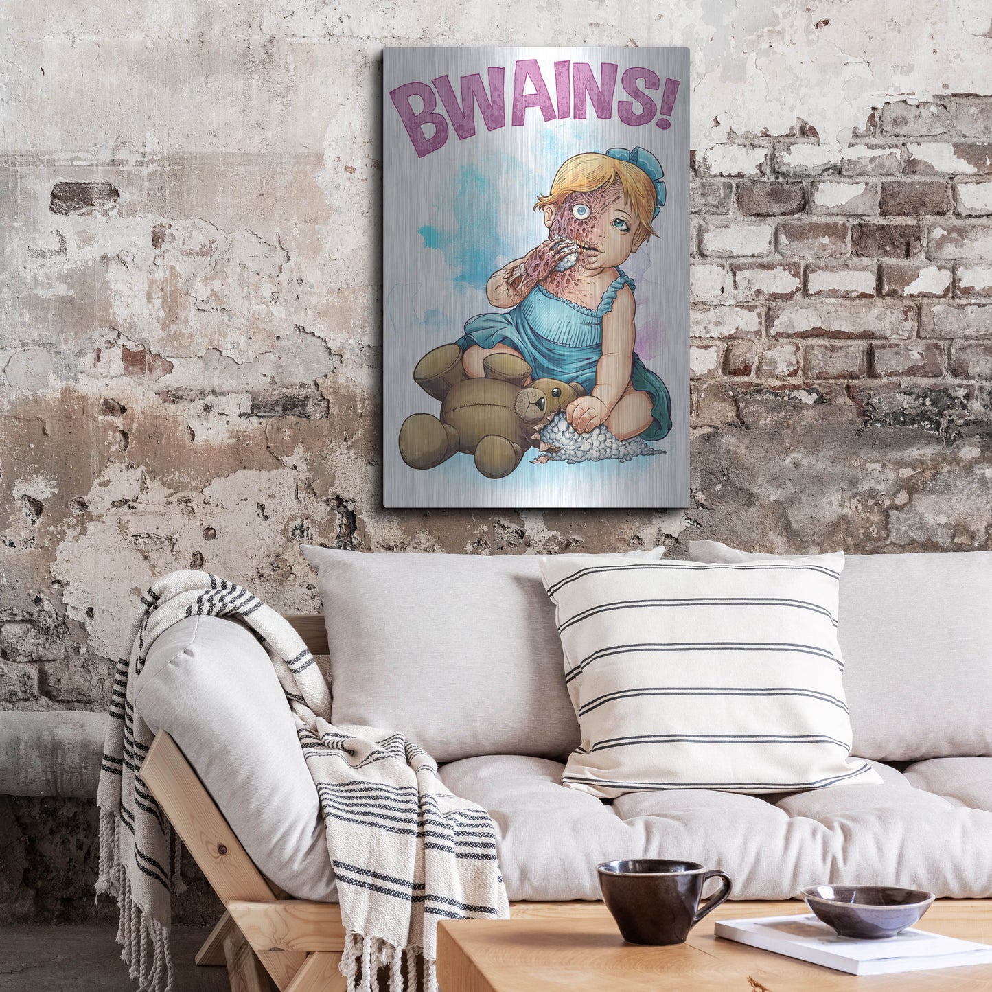 Luxe Metal Art 'Bwains DBH' by Flyland Designs, Metal Wall Art,24x36