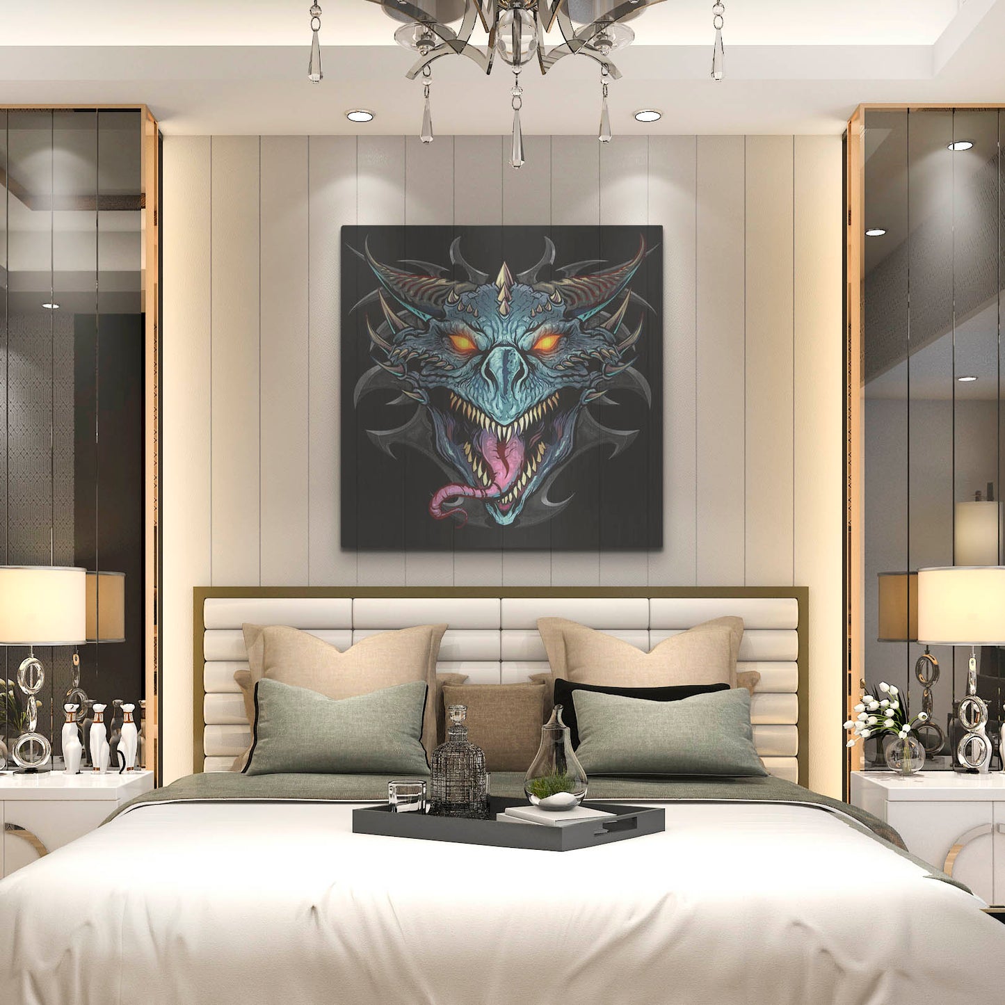 Luxe Metal Art 'Dragon Head' by Flyland Designs, Metal Wall Art,36x36