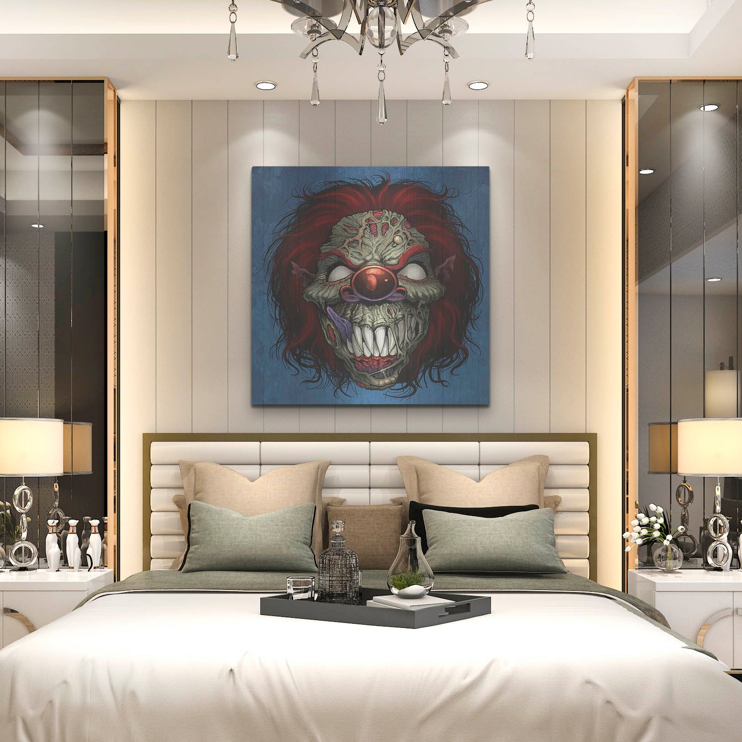 Luxe Metal Art 'Evil Clown 1' by Flyland Designs, Metal Wall Art,36x36