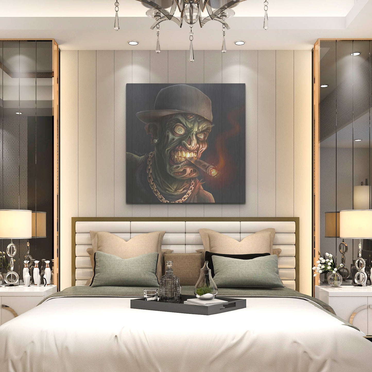 Luxe Metal Art 'Gangster Hip-Hop Zombie' by Flyland Designs, Metal Wall Art,36x36